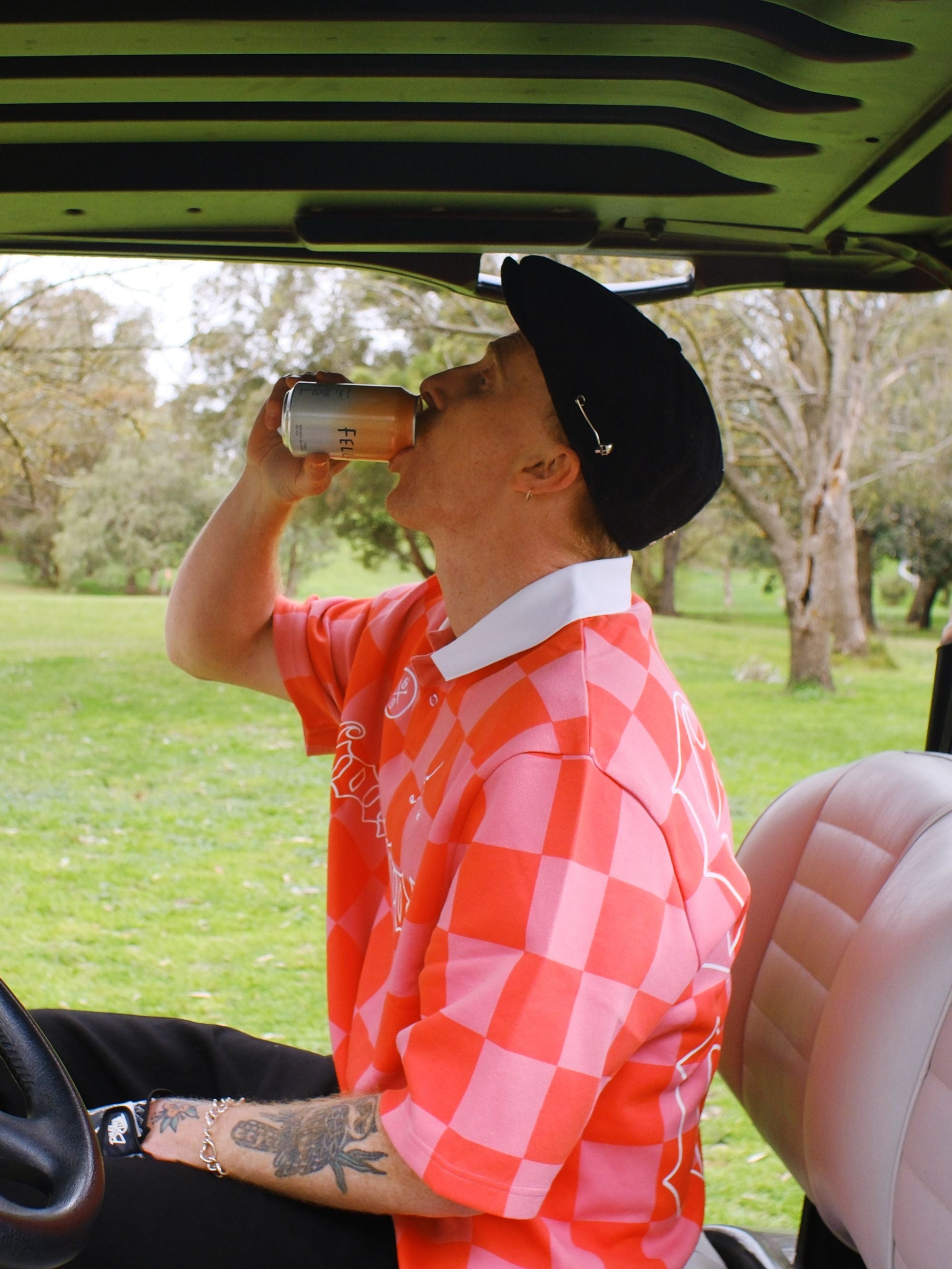 Fairway Check Polo - Red/Pink