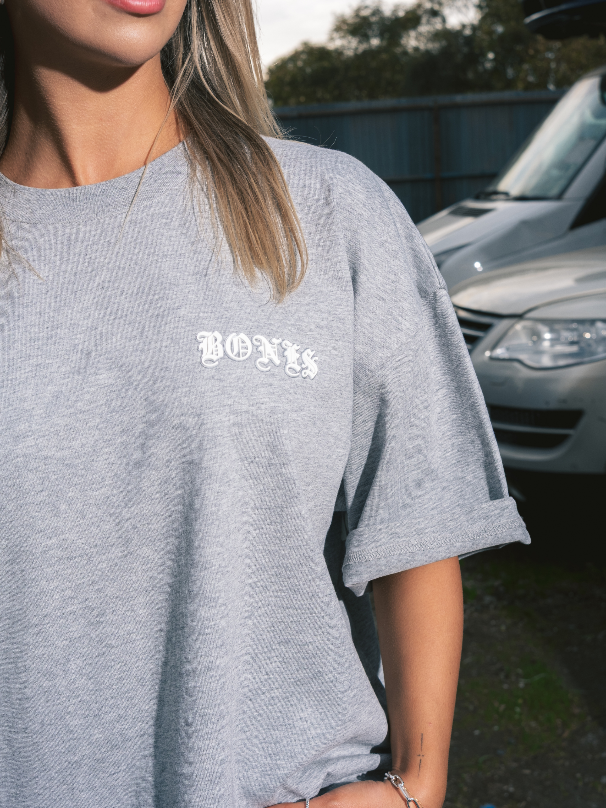 Front Left Box Tee - Grey Marle