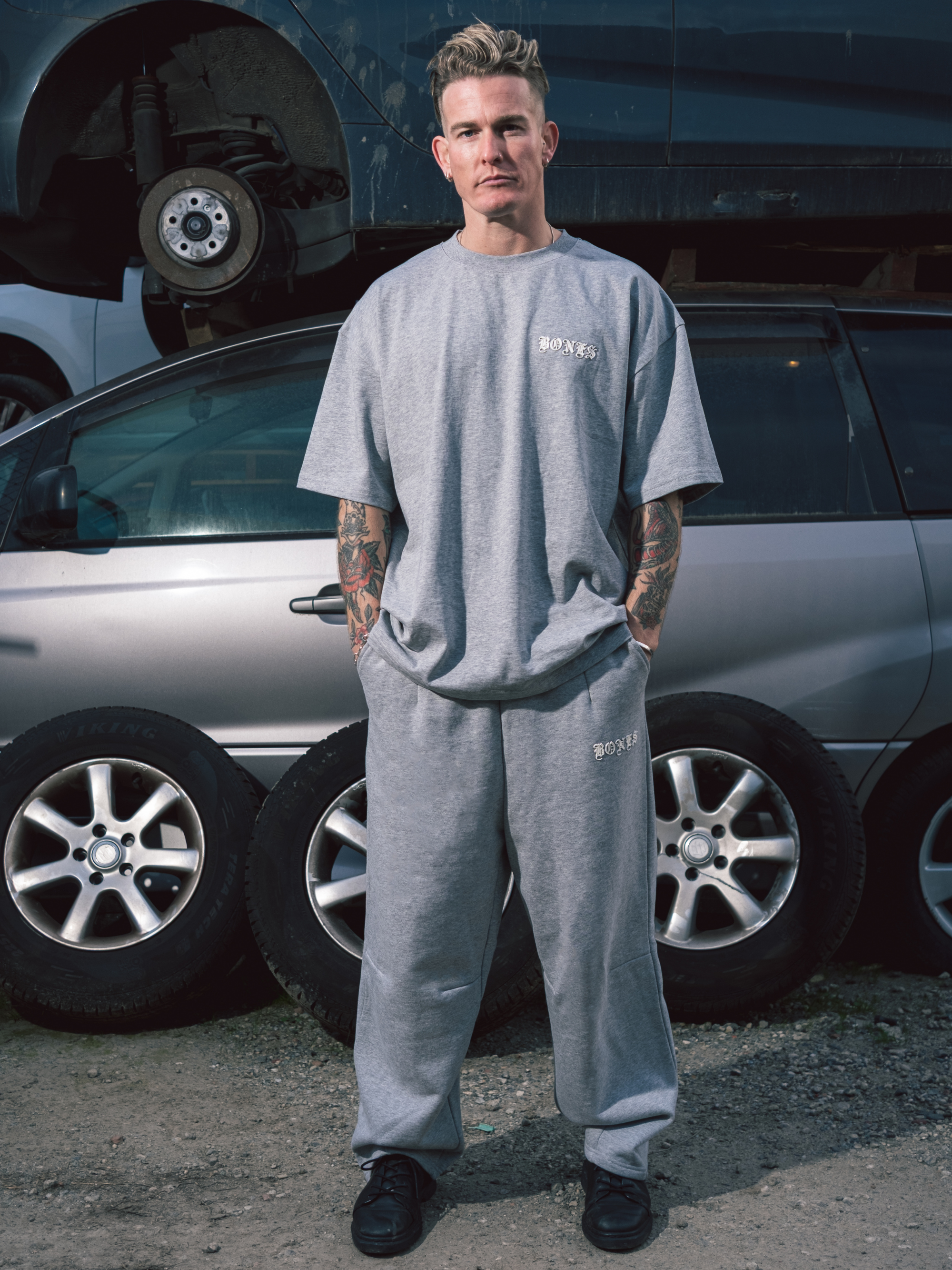 Front Left Box Tee - Grey Marle