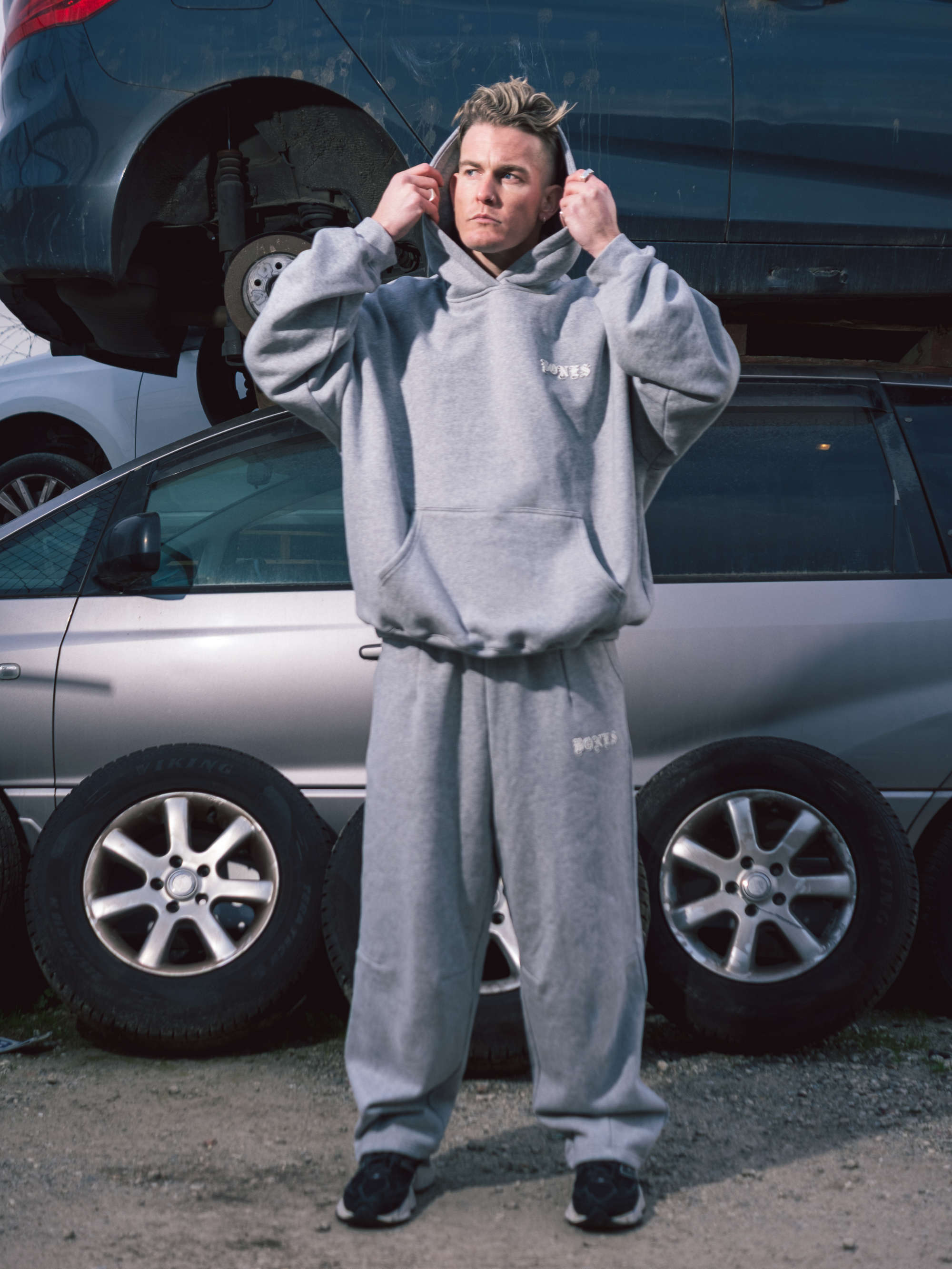 Front Left Hoodie - Grey Marle