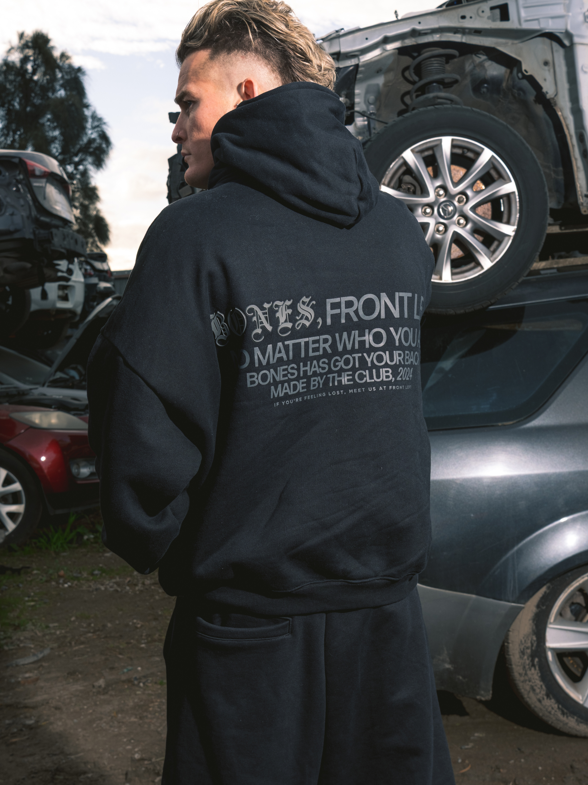 Front Left Hoodie - Vintage Black