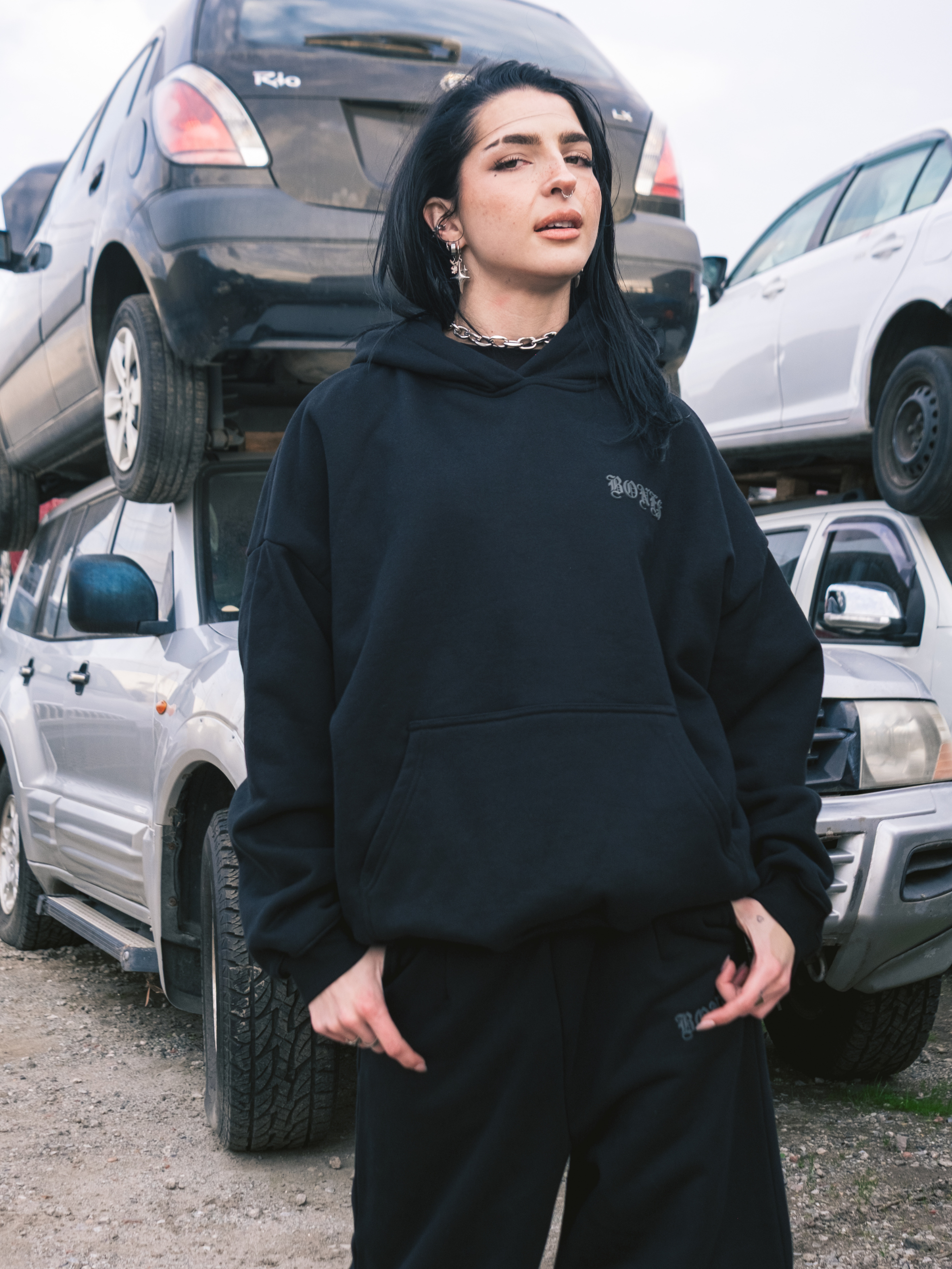 Front Left Hoodie - Vintage Black