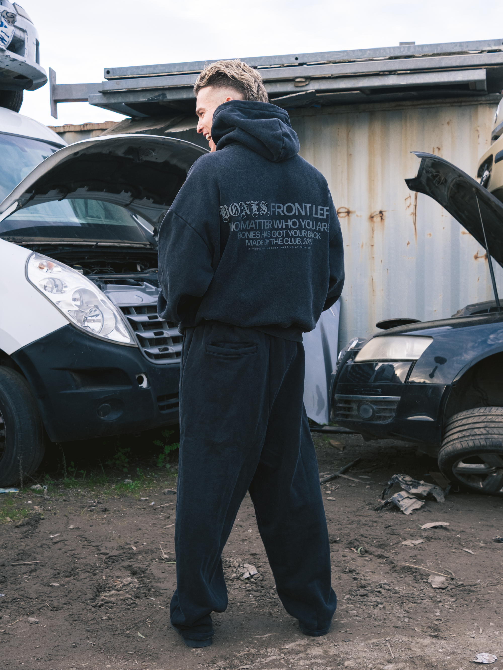 Front Left Track Pants - Washed Black