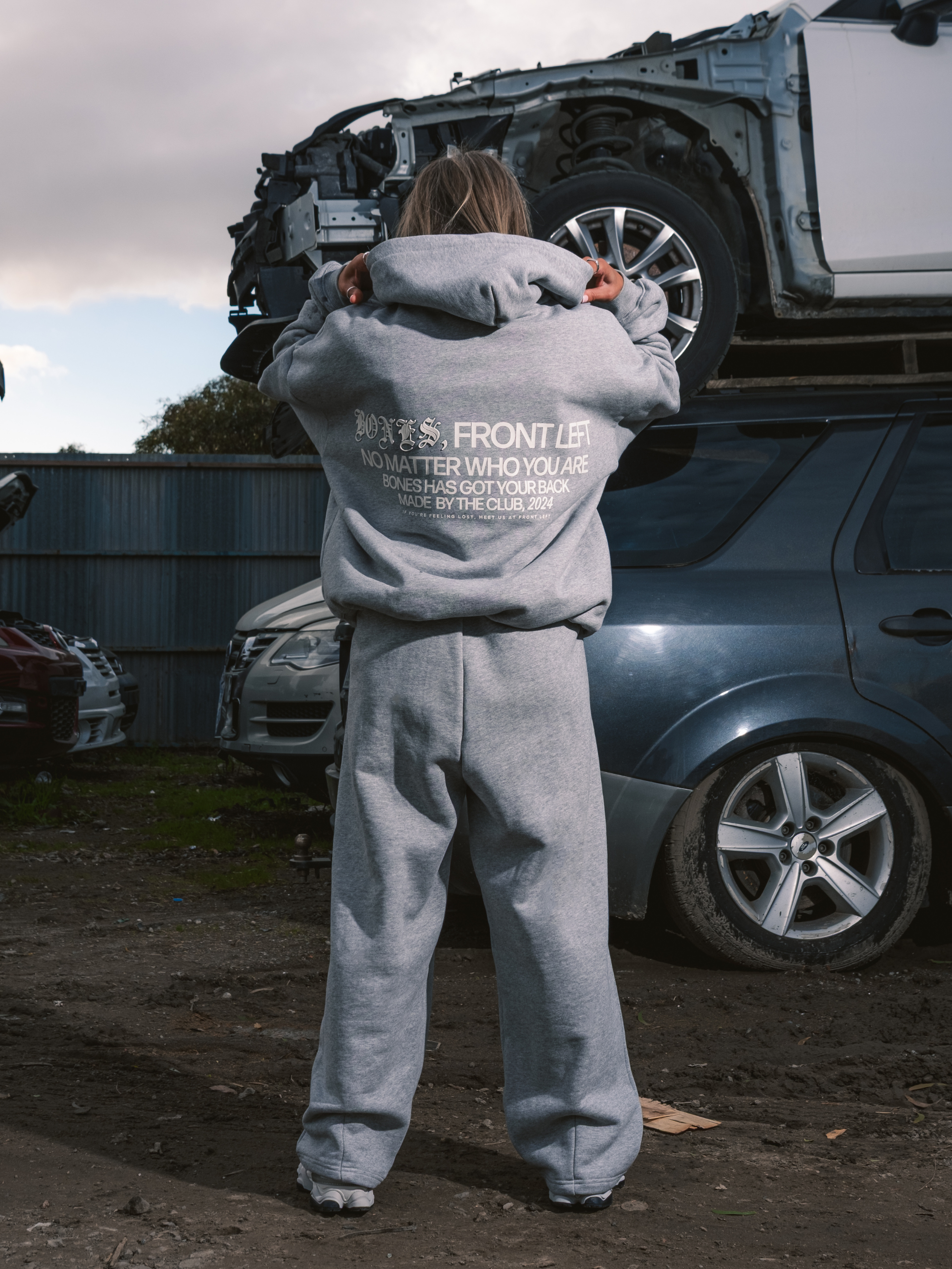 Front Left Hoodie - Grey Marle