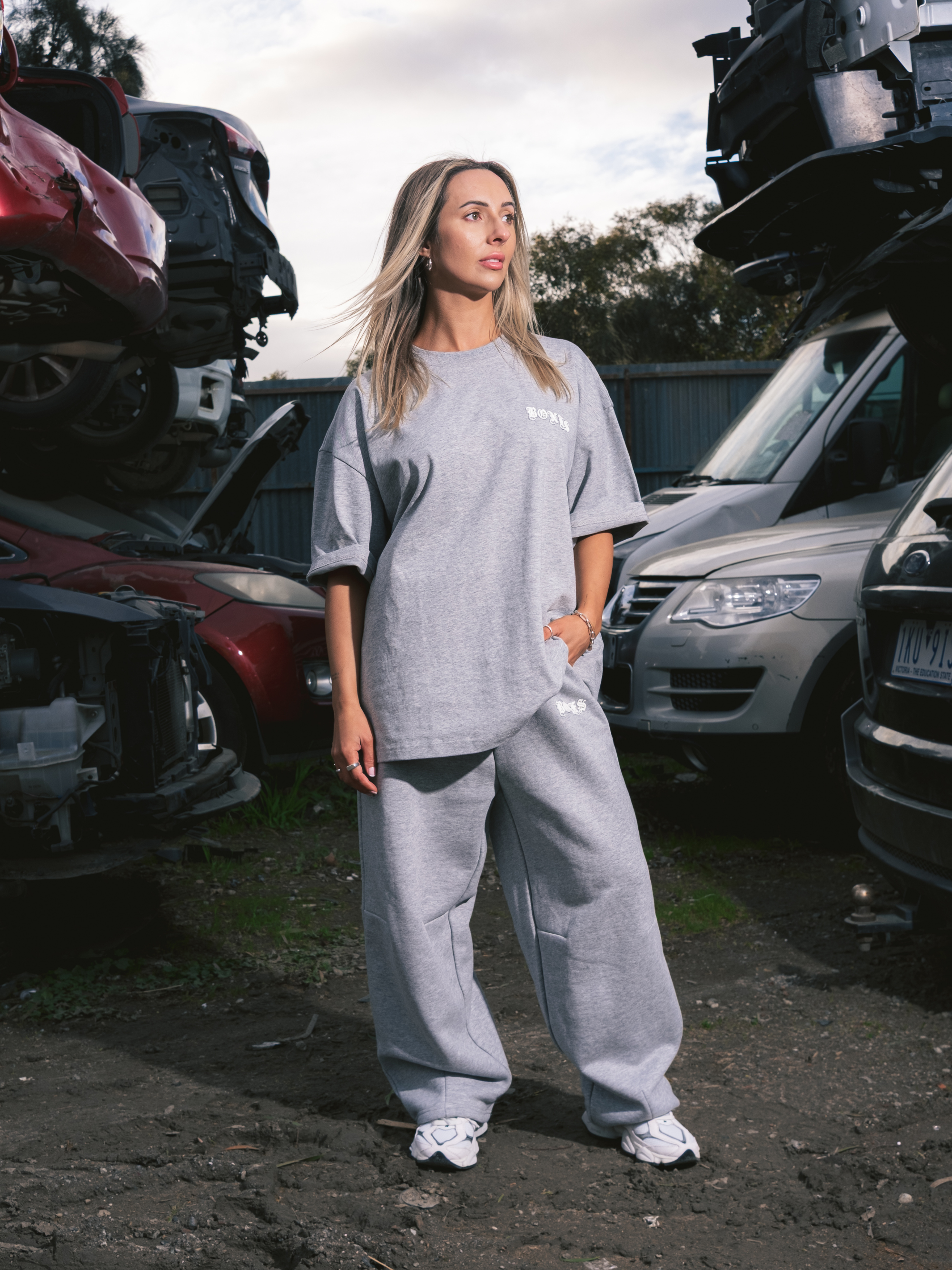 Front Left Track Pants - Grey Marle