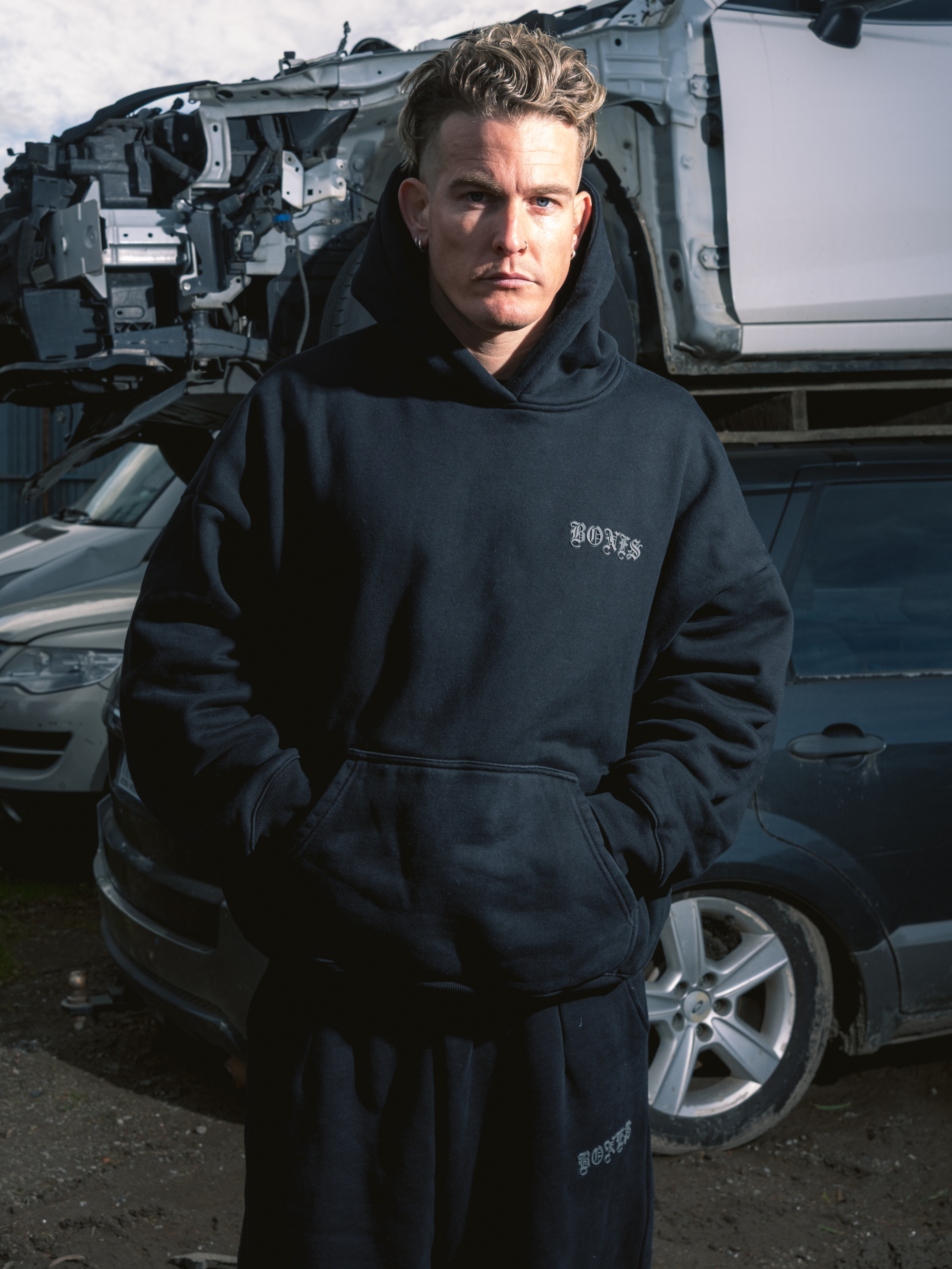 Front Left Hoodie - Vintage Black