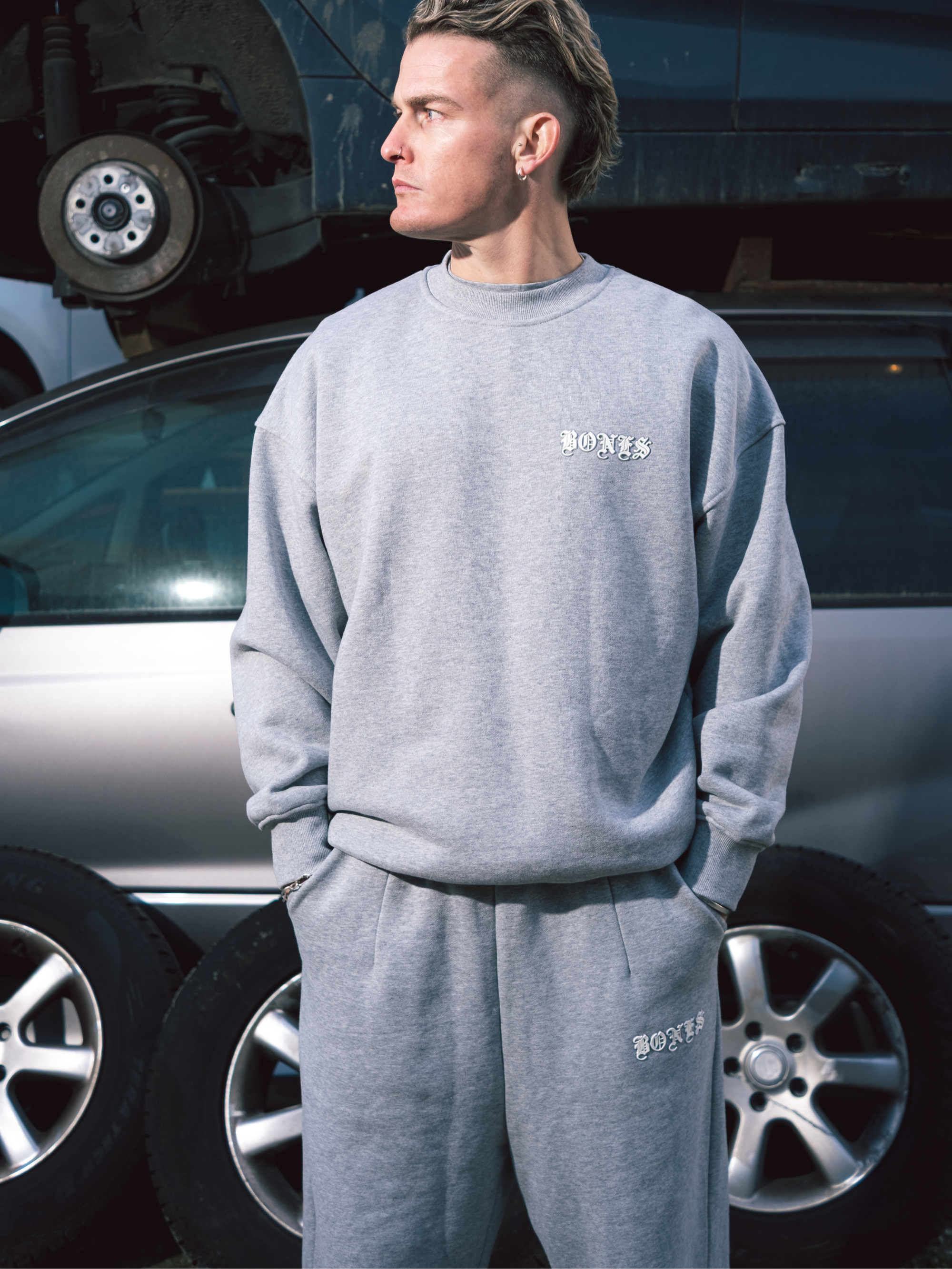 Front Left Track Pants - Grey Marle