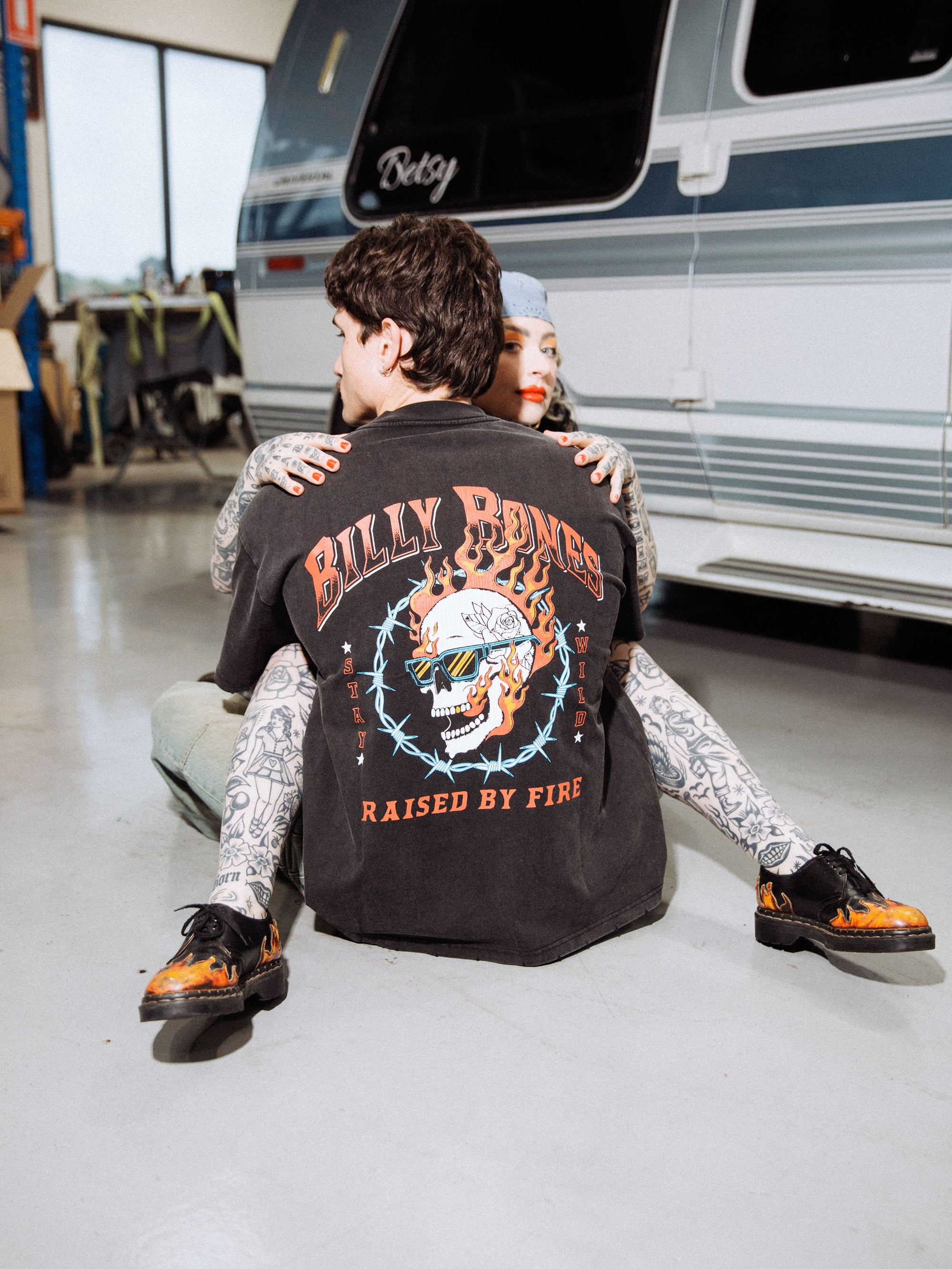 Raised By Fire Tee - Vintage Black