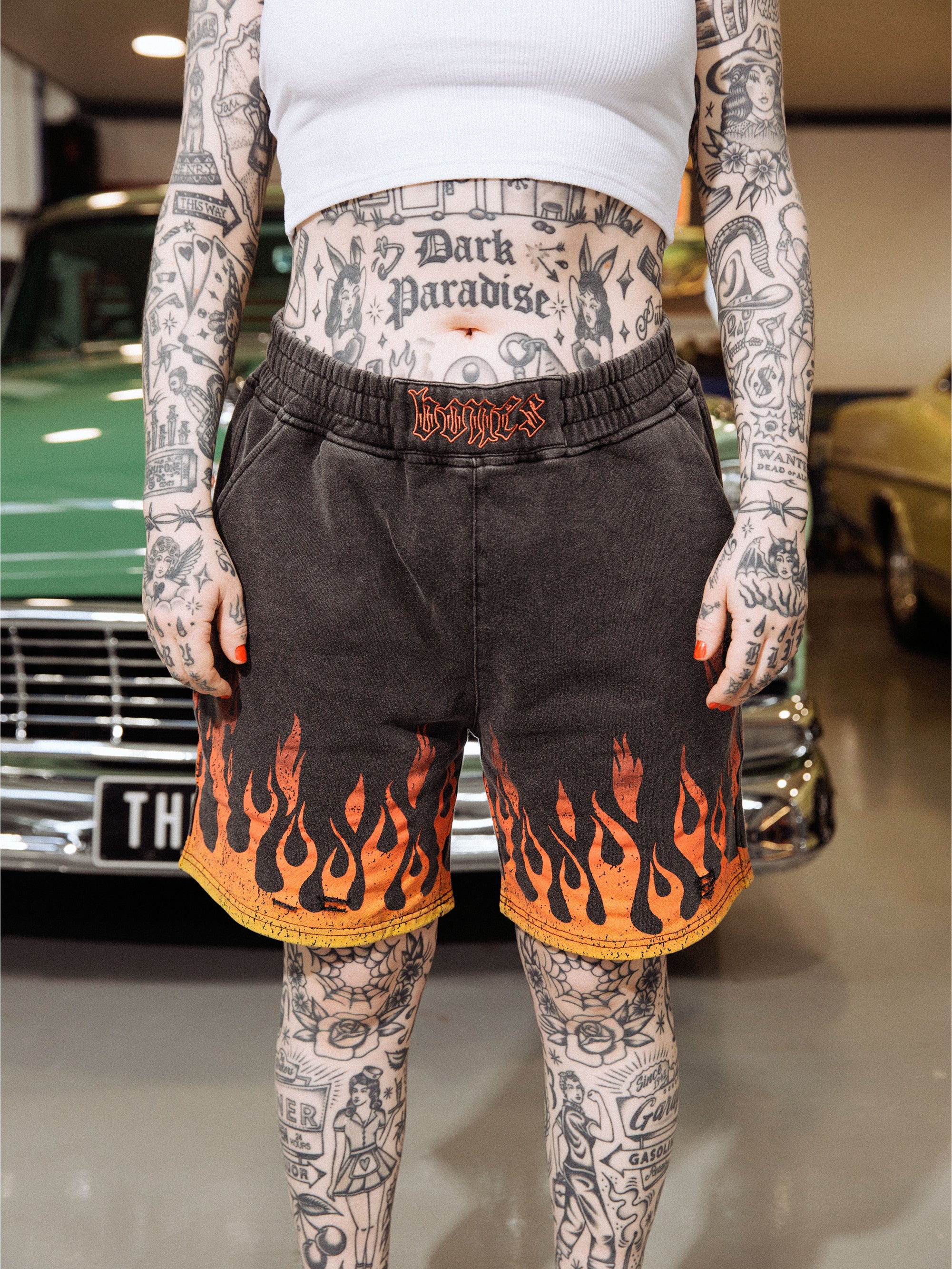Burner Jersey Short - Flame/Washed Black