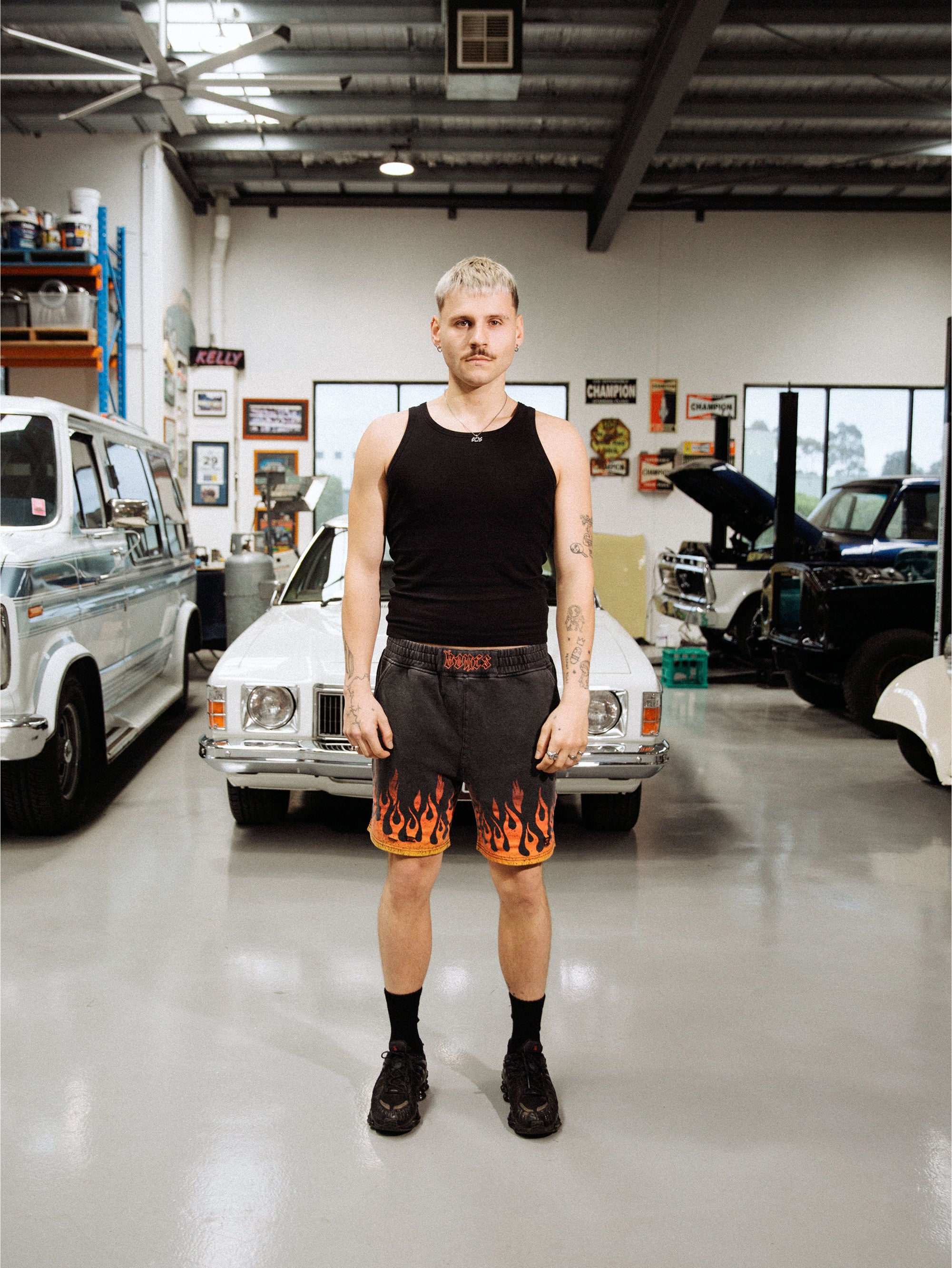 Burner Jersey Short - Flame/Washed Black