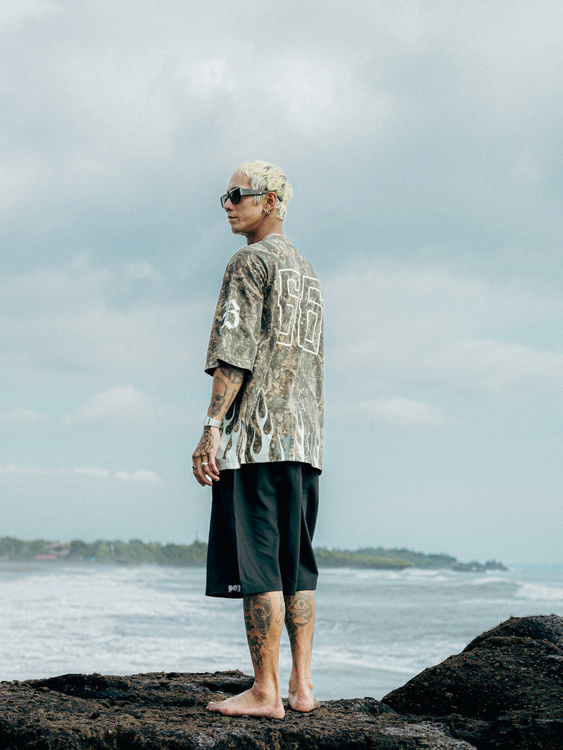 Crossbones Pleated Shorts - Black