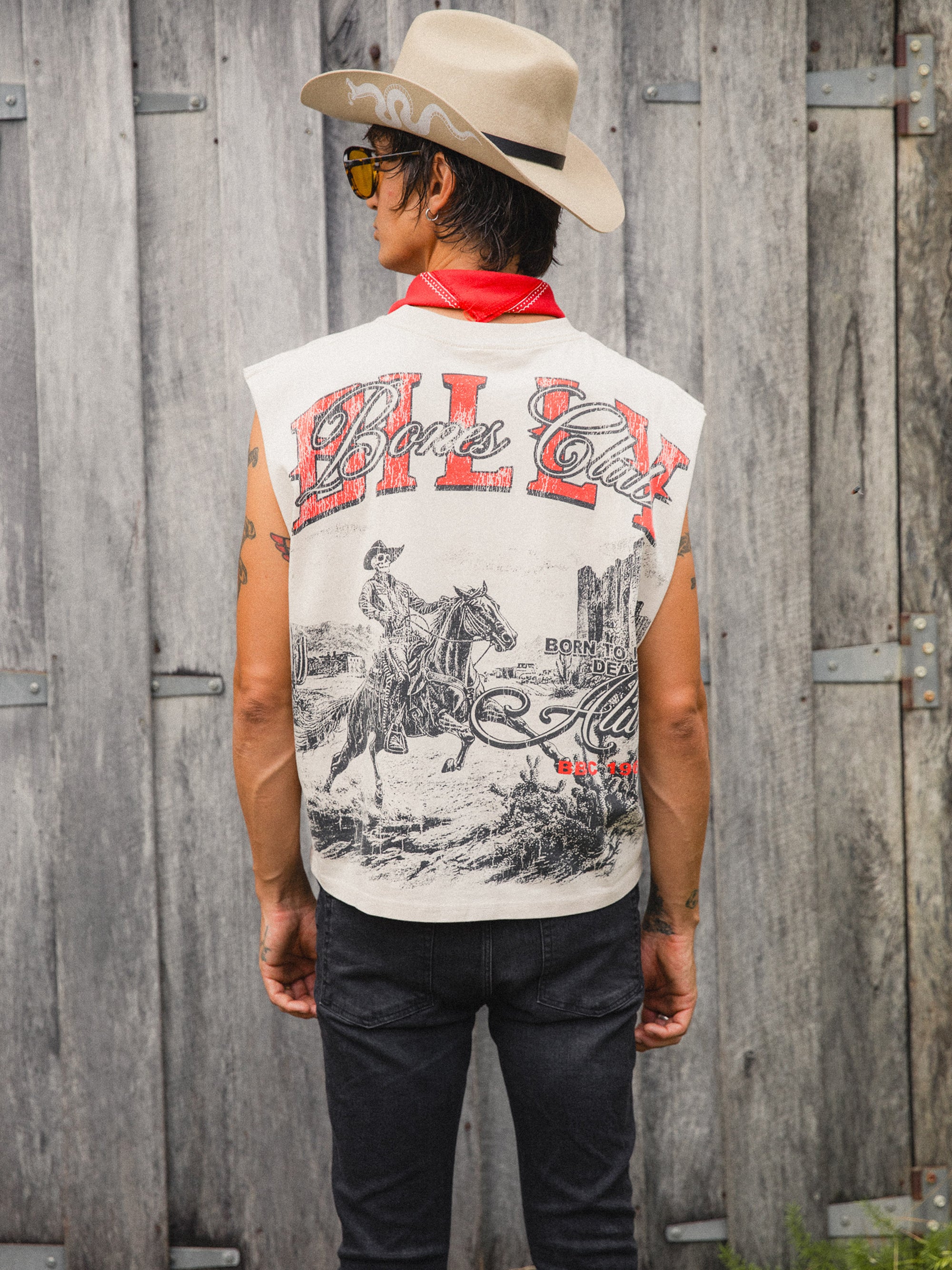 Wanted Dead Or Alive Muscle Tee - Vintage White