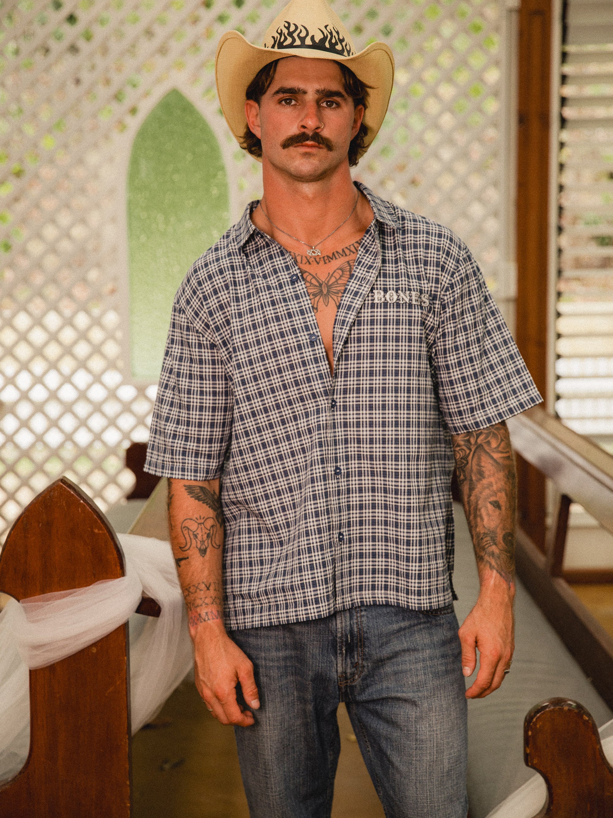 Bones Check Rodeo 2.0 Shirt - Blue