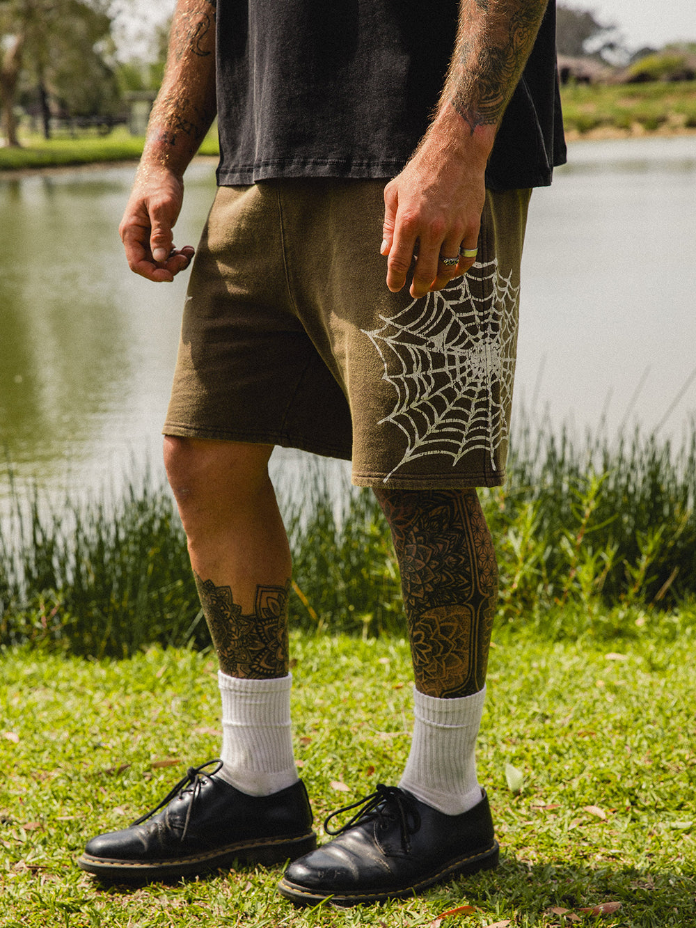 Webbed Jersey Shorts - Washed Brown