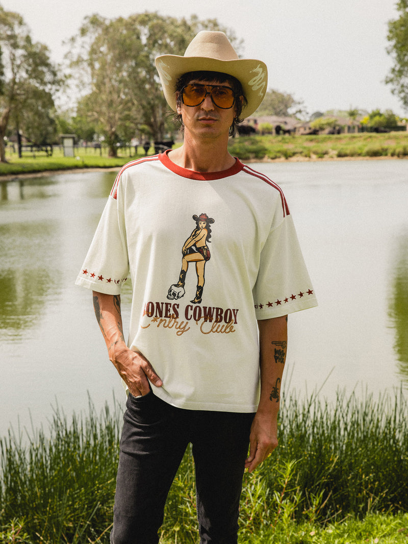 Country Club Ringer Tee - Vintage White/Red