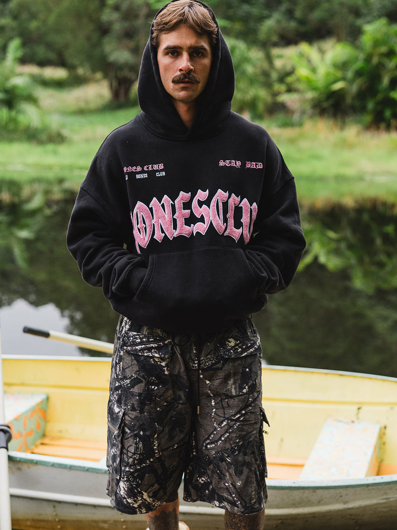 Bones Club Hoodie - Black/Pink