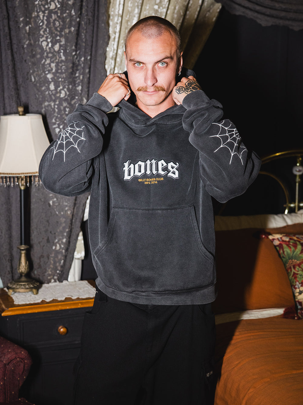 Webbed Classic Hoodie - Washed Black