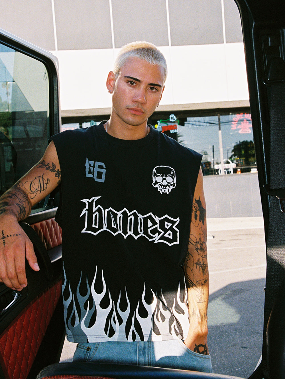 Burner Cropped Muscle Tee - Washed Black