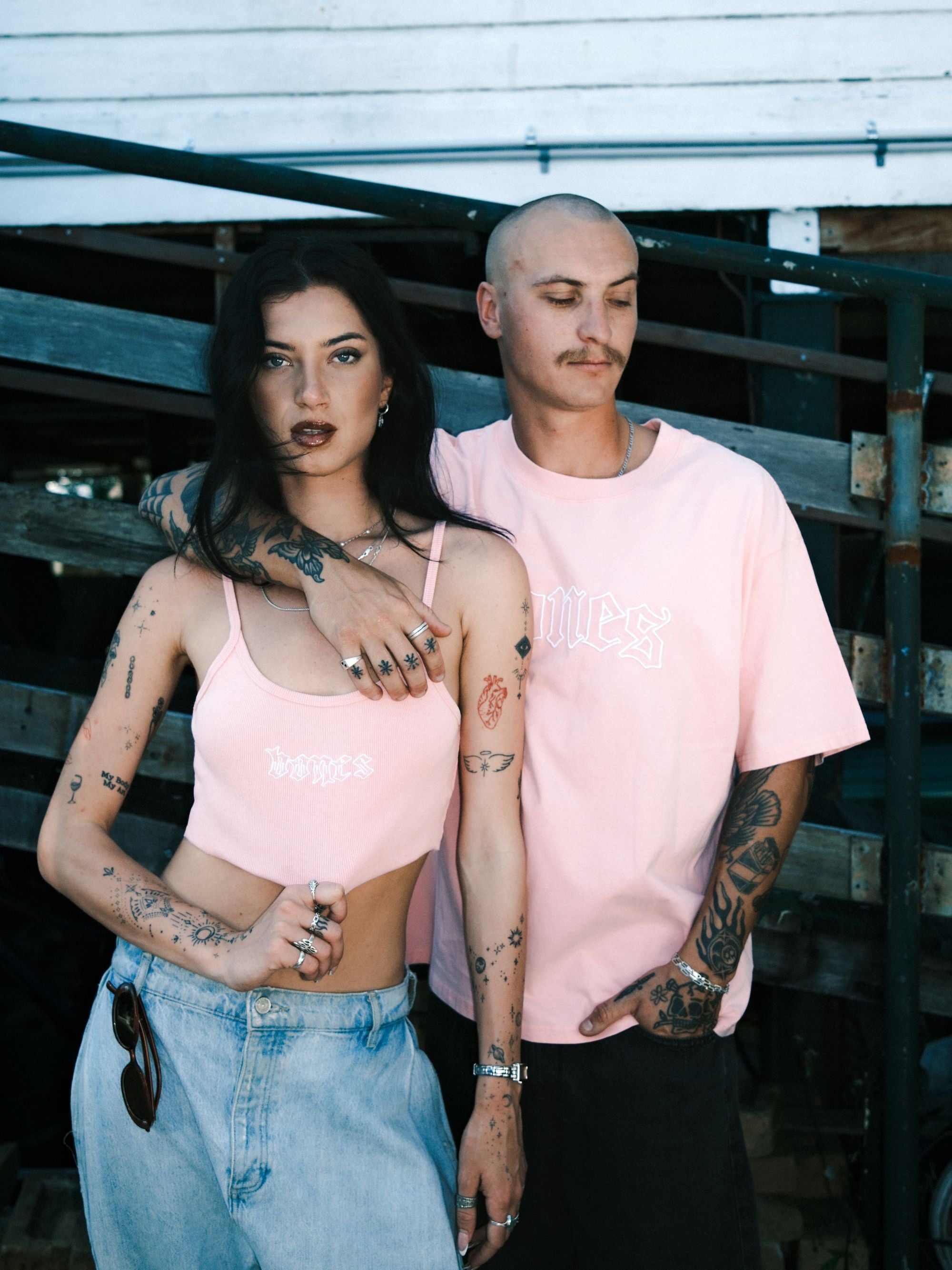 Bones Club Rib Crop - Washed Pink