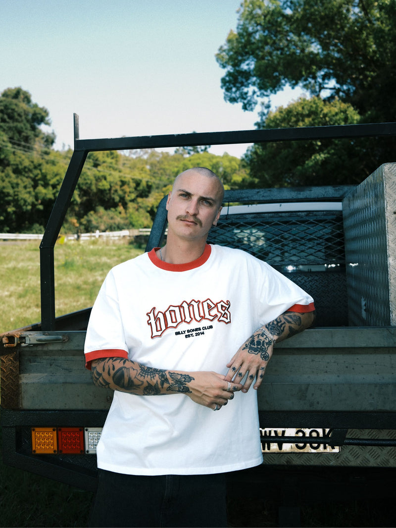 Bones Classic Ringer Tee - Vintage White/Red