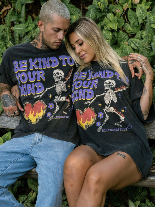 Be Kind To Your Mind Tee - Washed Black