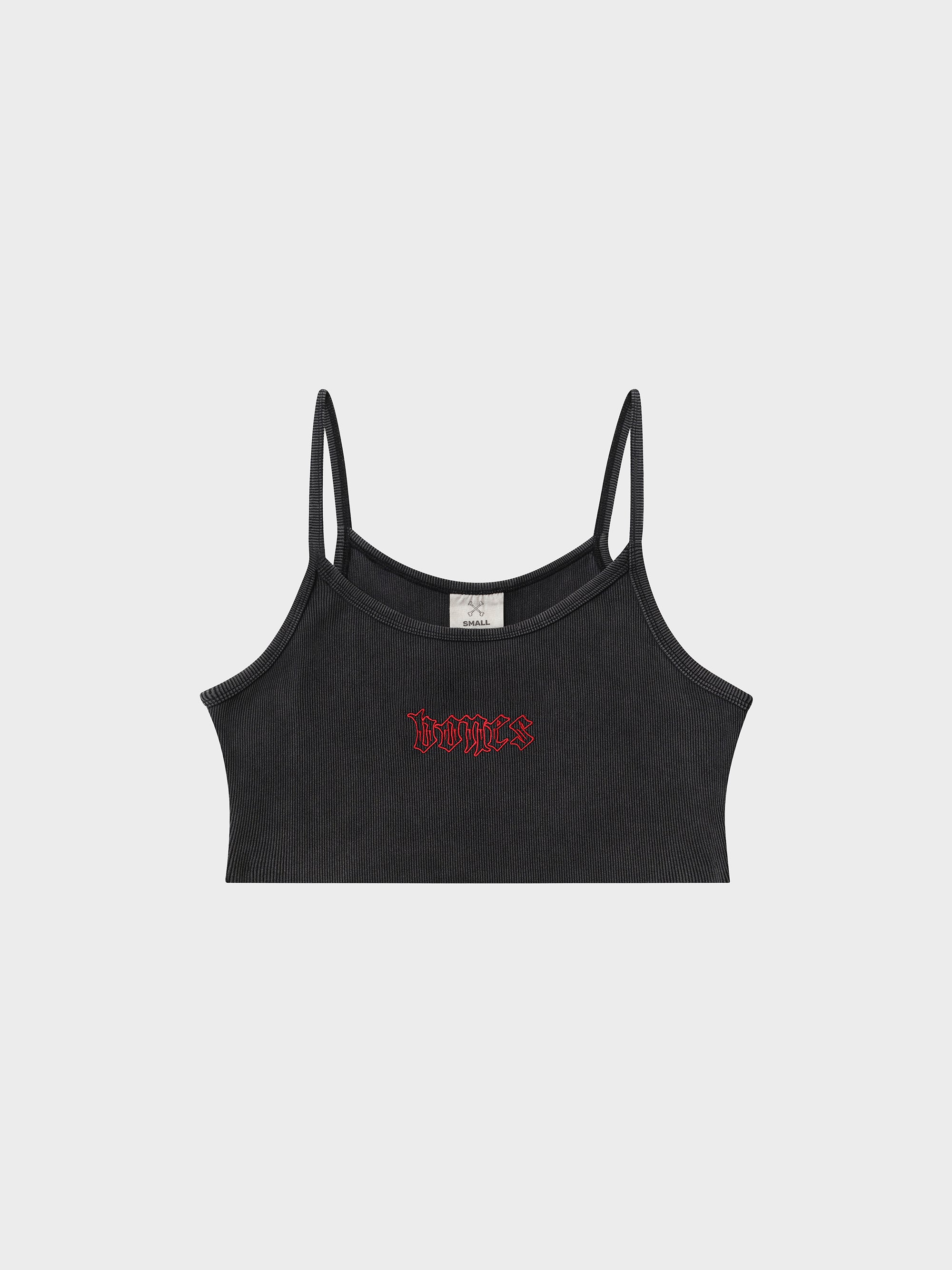 Bones Club Rib Crop - Washed Black