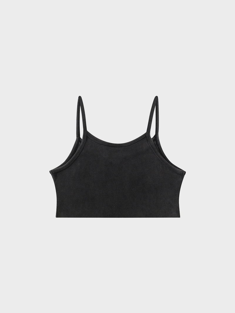 Bones Club Rib Crop - Washed Black