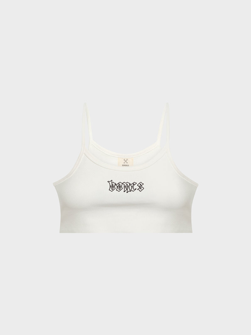 Bones Club Rib Crop - Vintage White