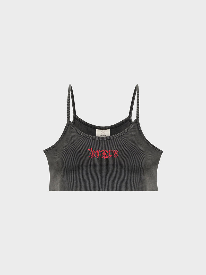 Bones Club Rib Crop - Washed Black