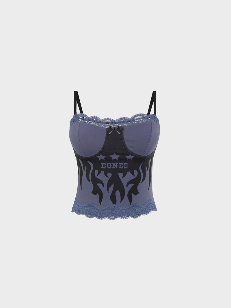 Flame Lace Cami Top - Blue