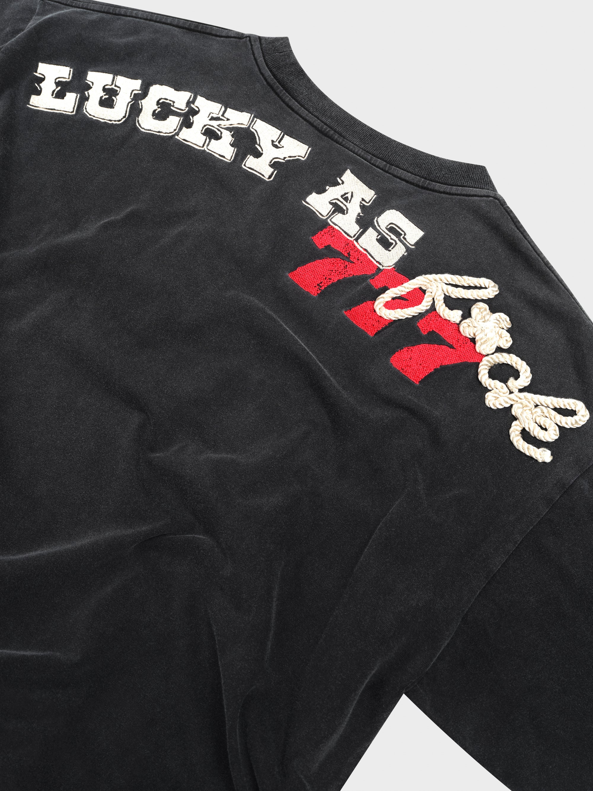 Lucky As F*ck Tee - Washed Black