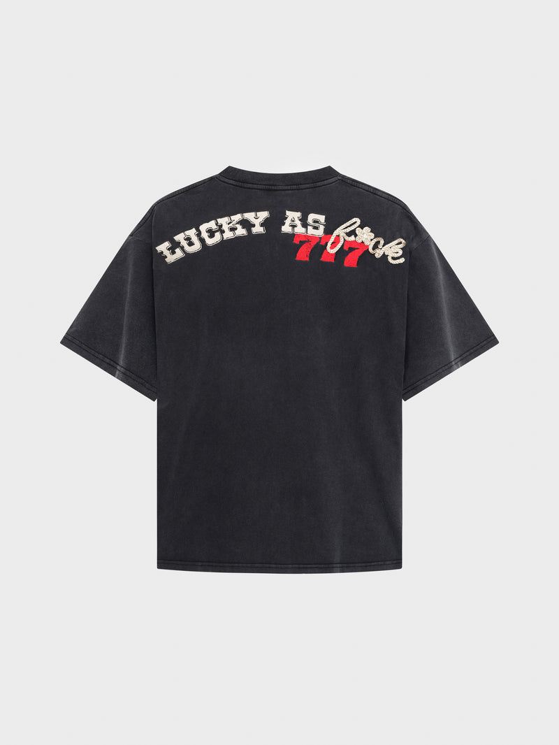 Lucky As F*ck Tee - Washed Black