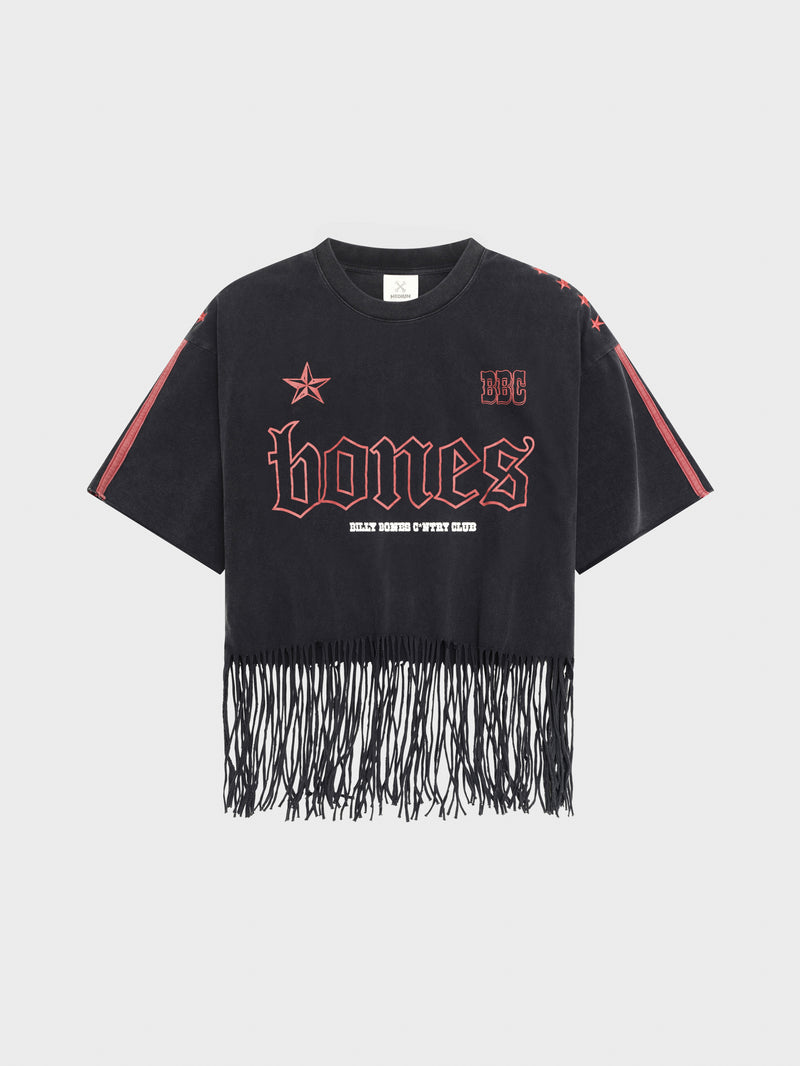 Frayed Stacked Tee - Washed Black