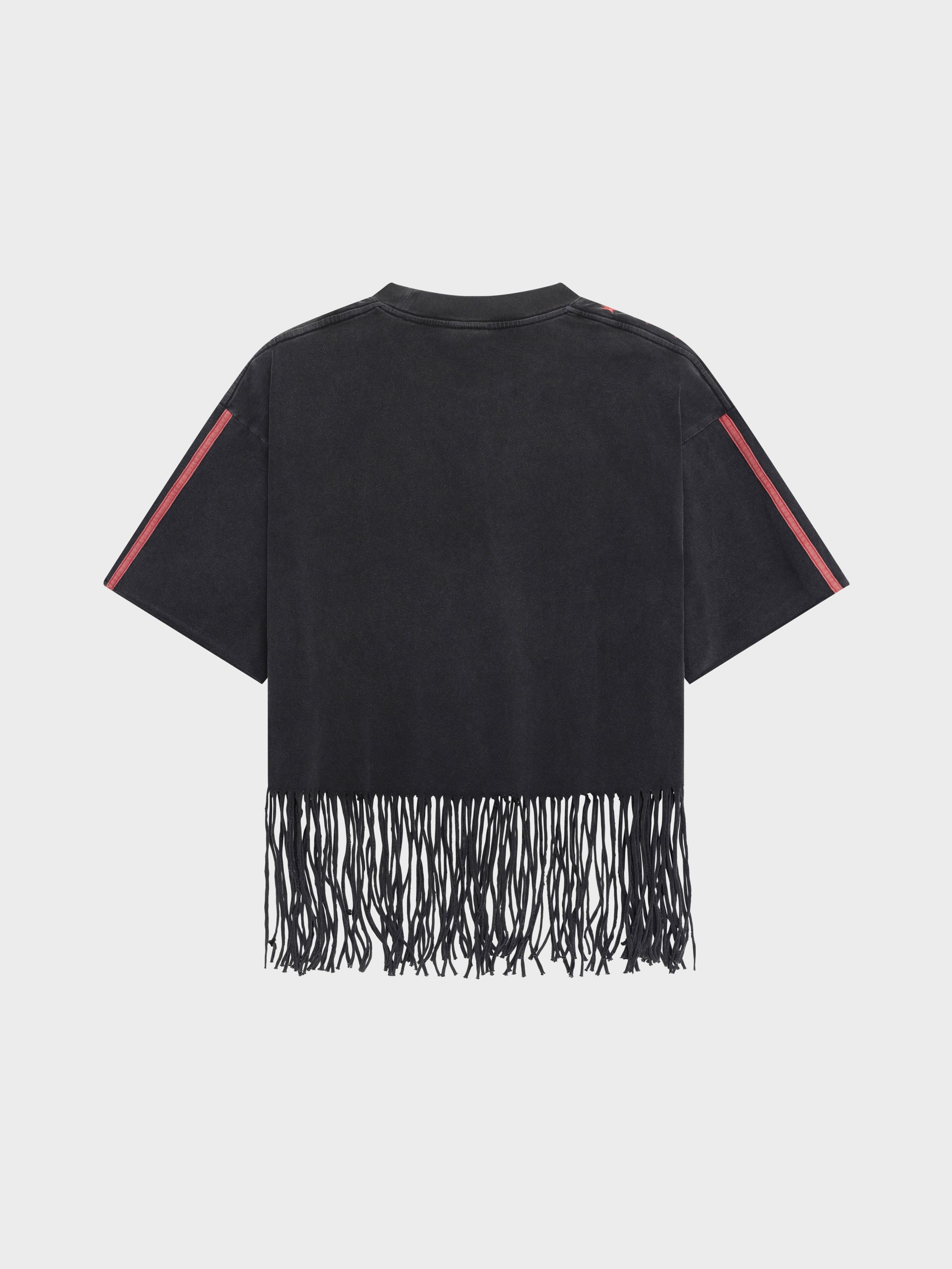 Frayed Stacked Tee - Washed Black
