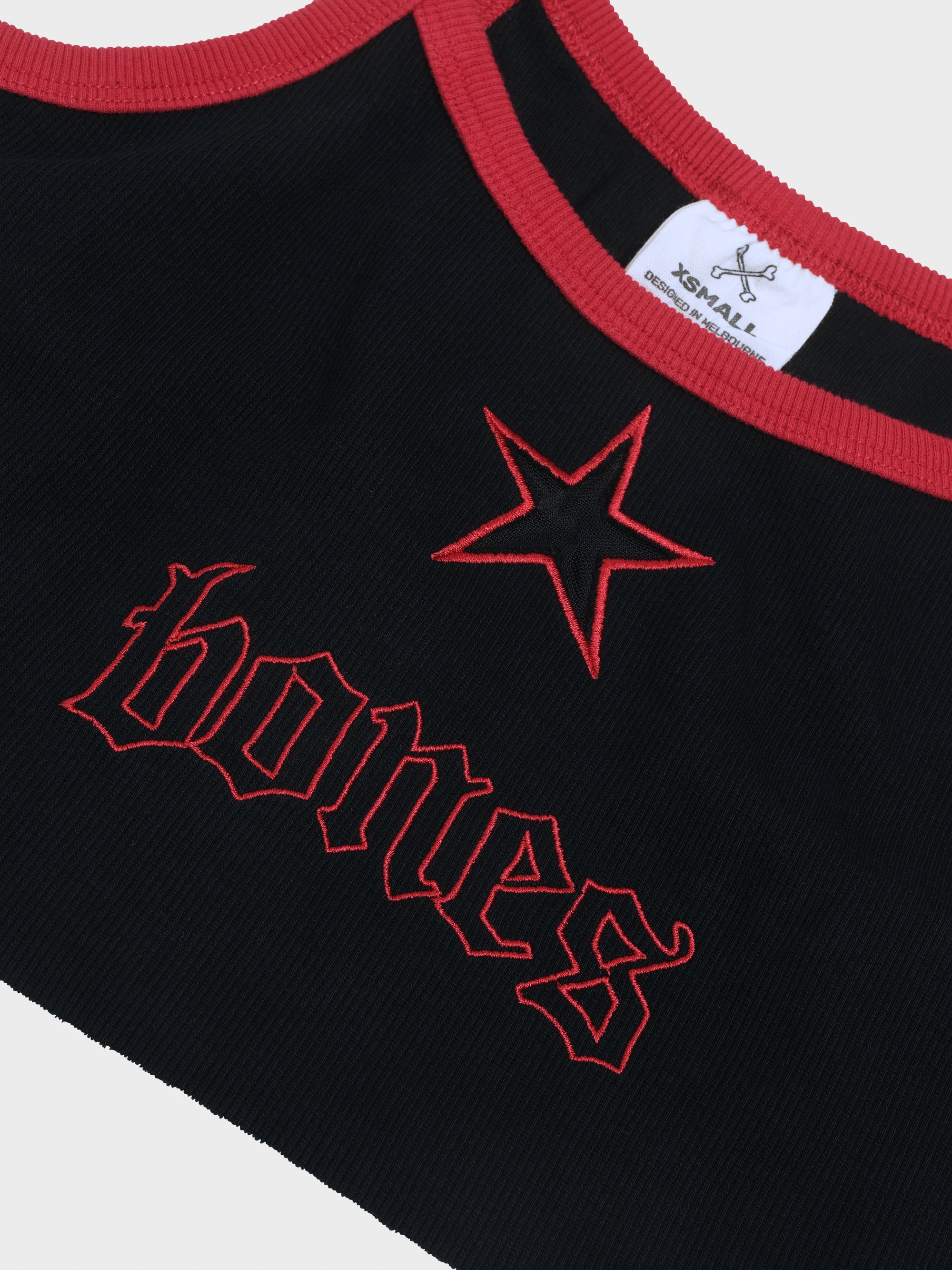 Star Studded Rib Crop - Washed Black