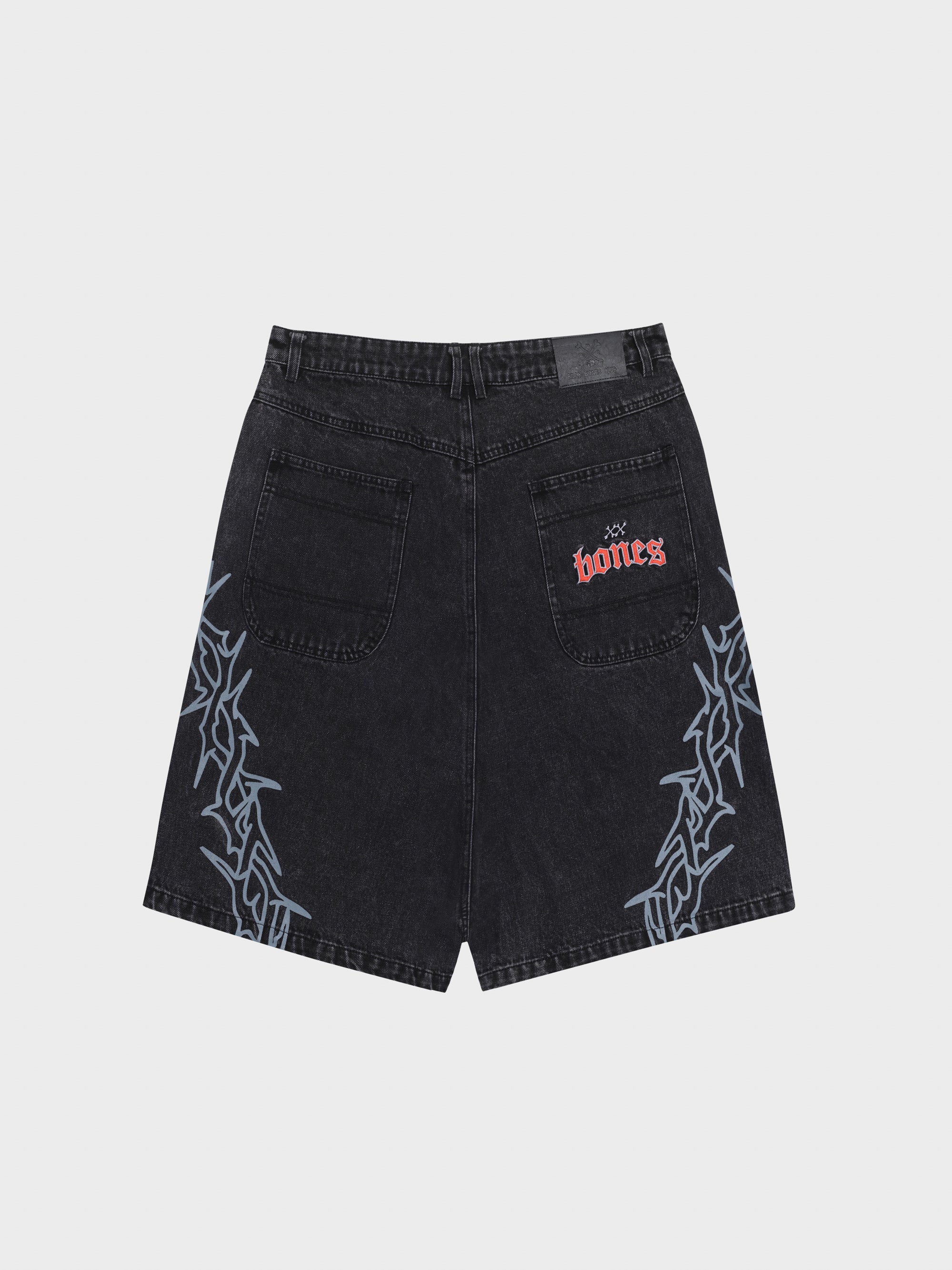Bones Barbed Denim Shorts - Washed Black