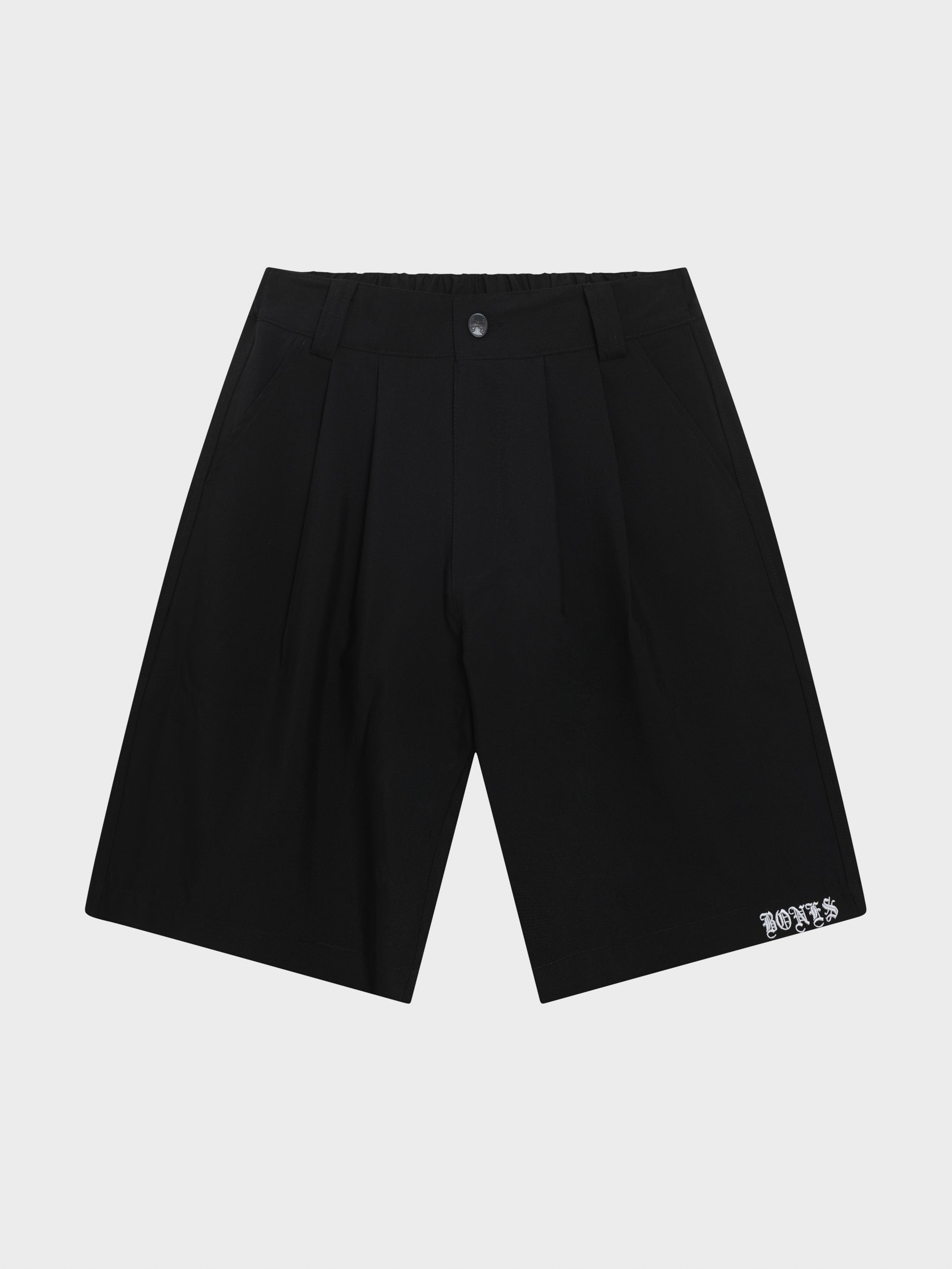 Crossbones Pleated Shorts - Black