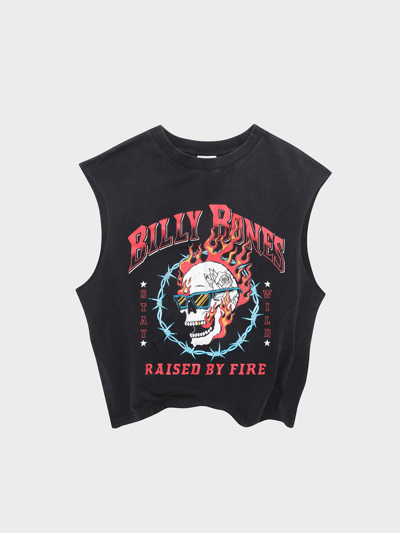 Raised By Fire Muscle Tank - Washed Black