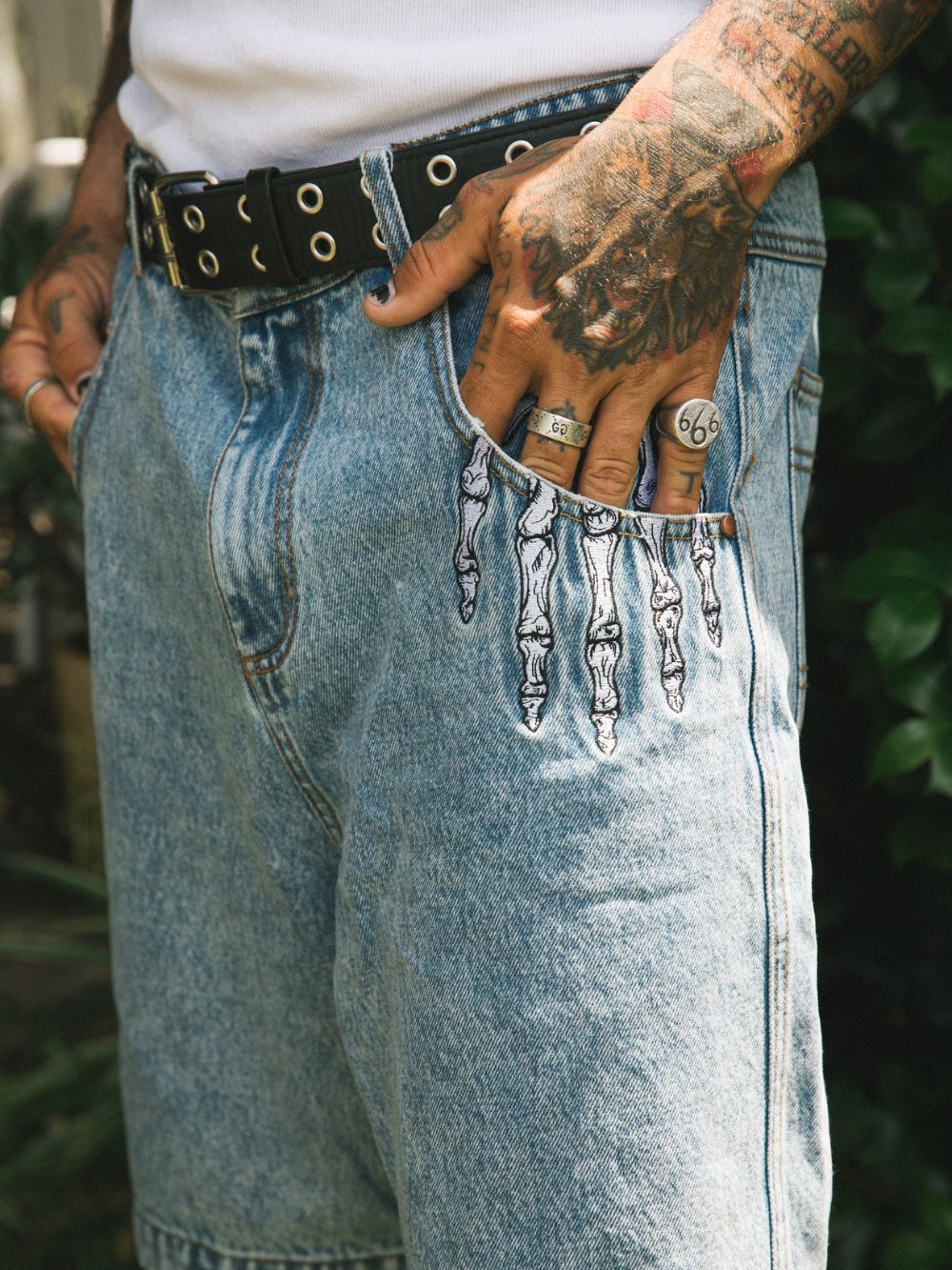 Five Finger Denim Short - Washed Blue