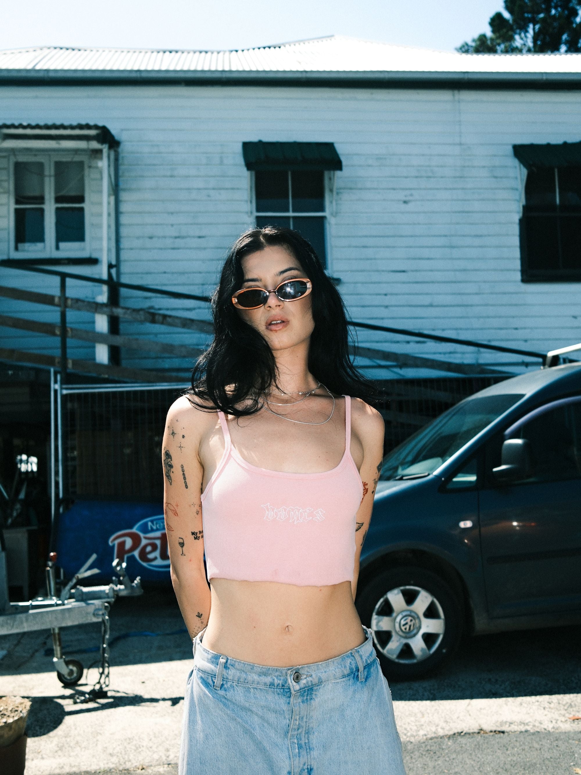 Bones Club Rib Crop - Washed Pink