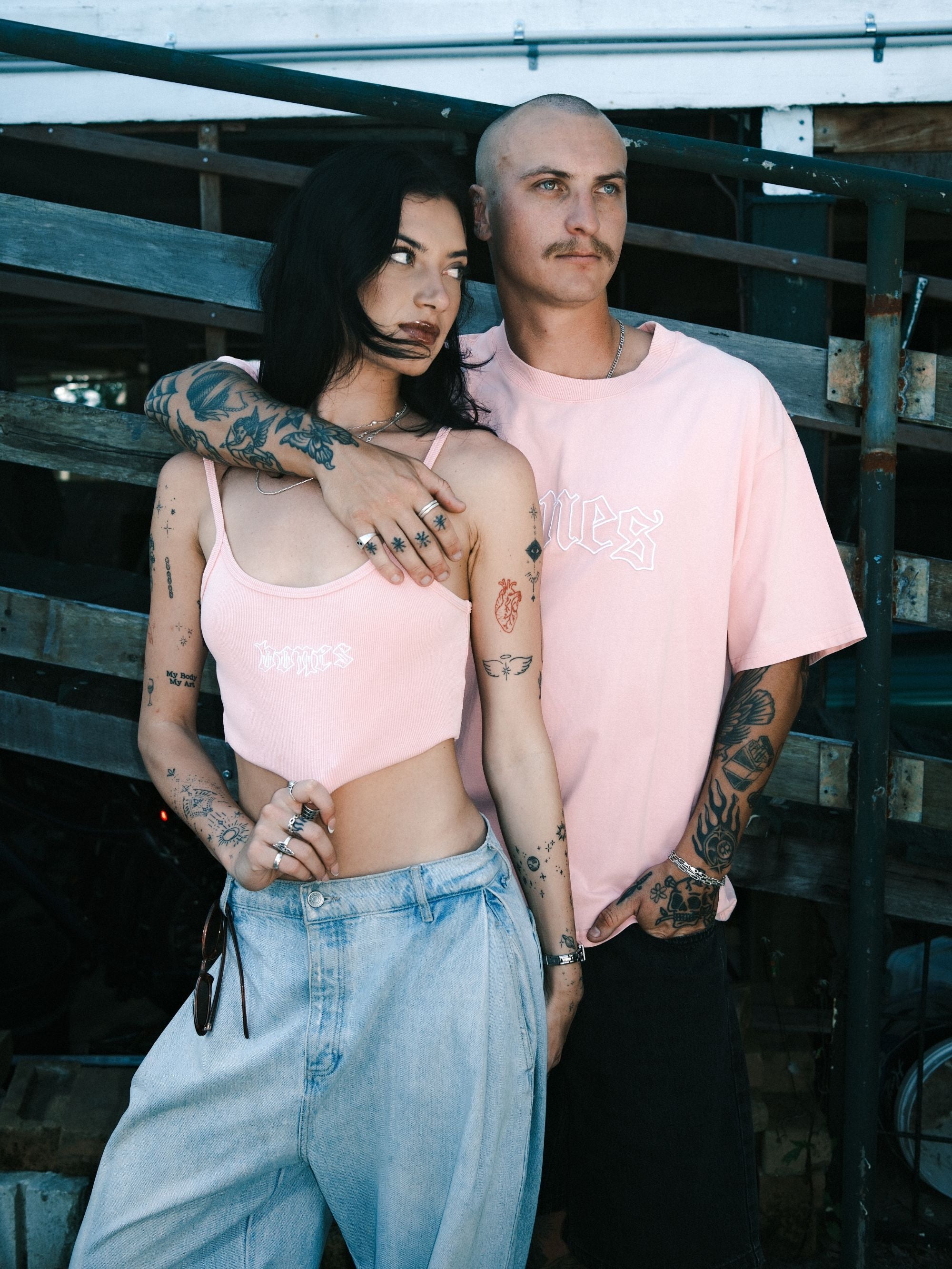 Bones Club Rib Crop - Washed Pink