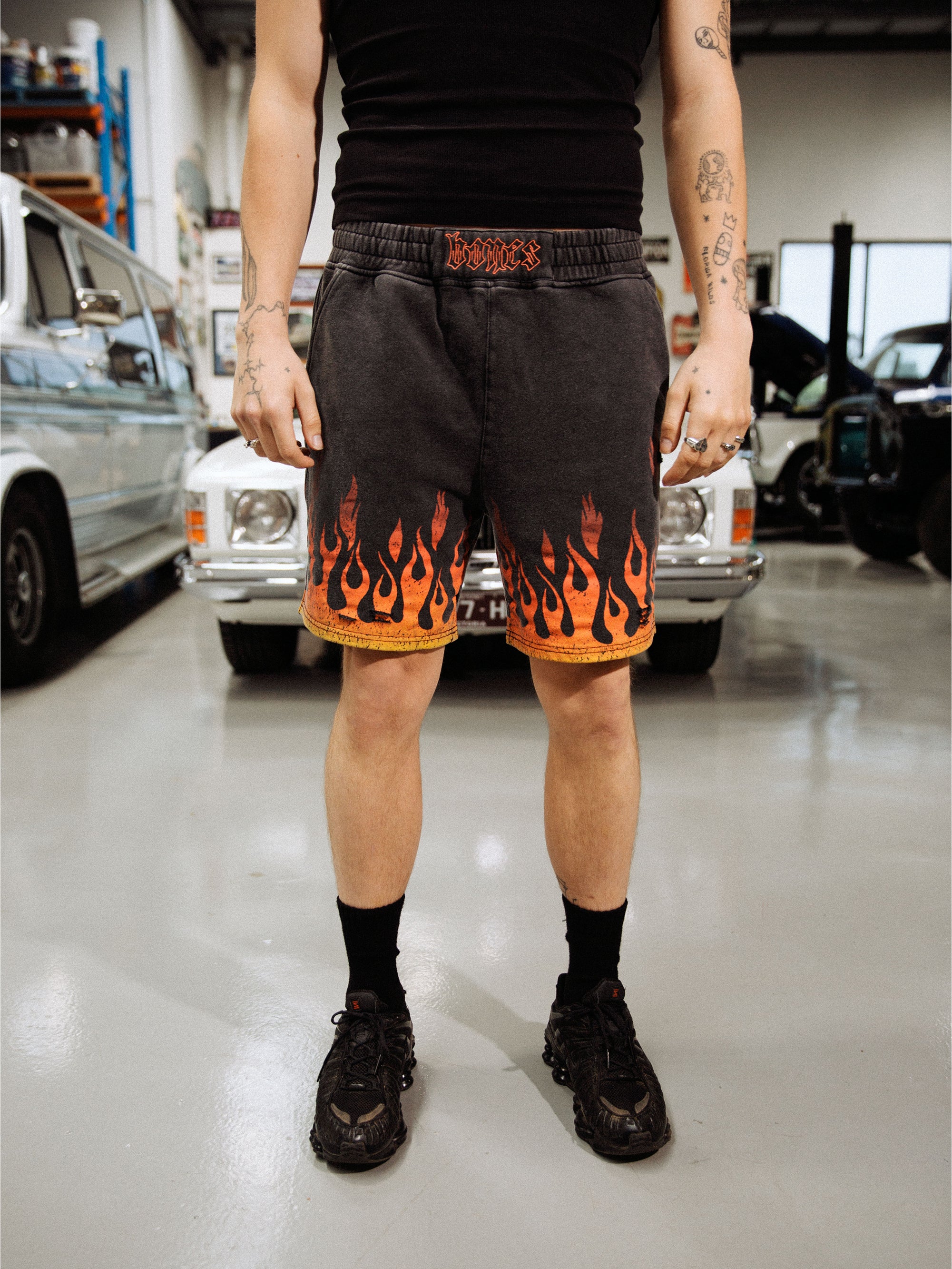 Burner Jersey Short - Flame/Washed Black