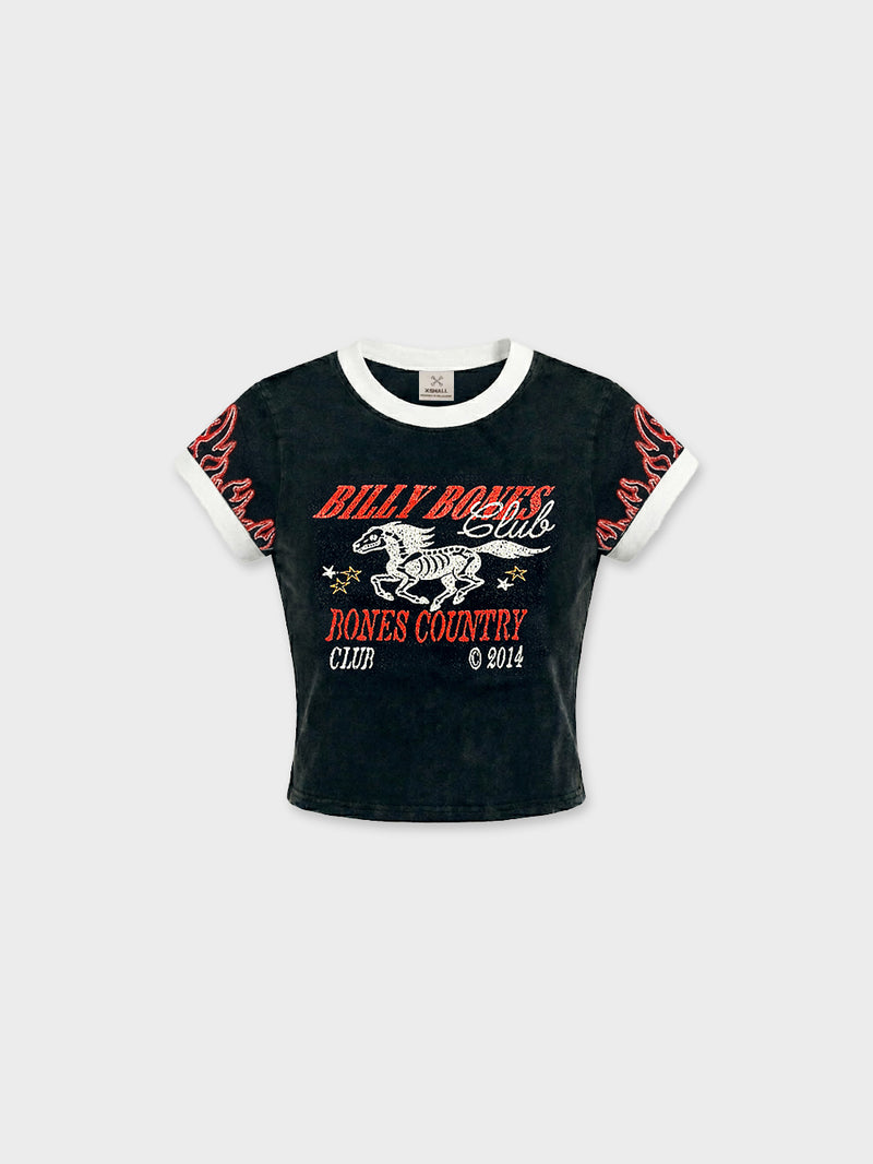 Flamed Rider Baby Tee - Vintage Black