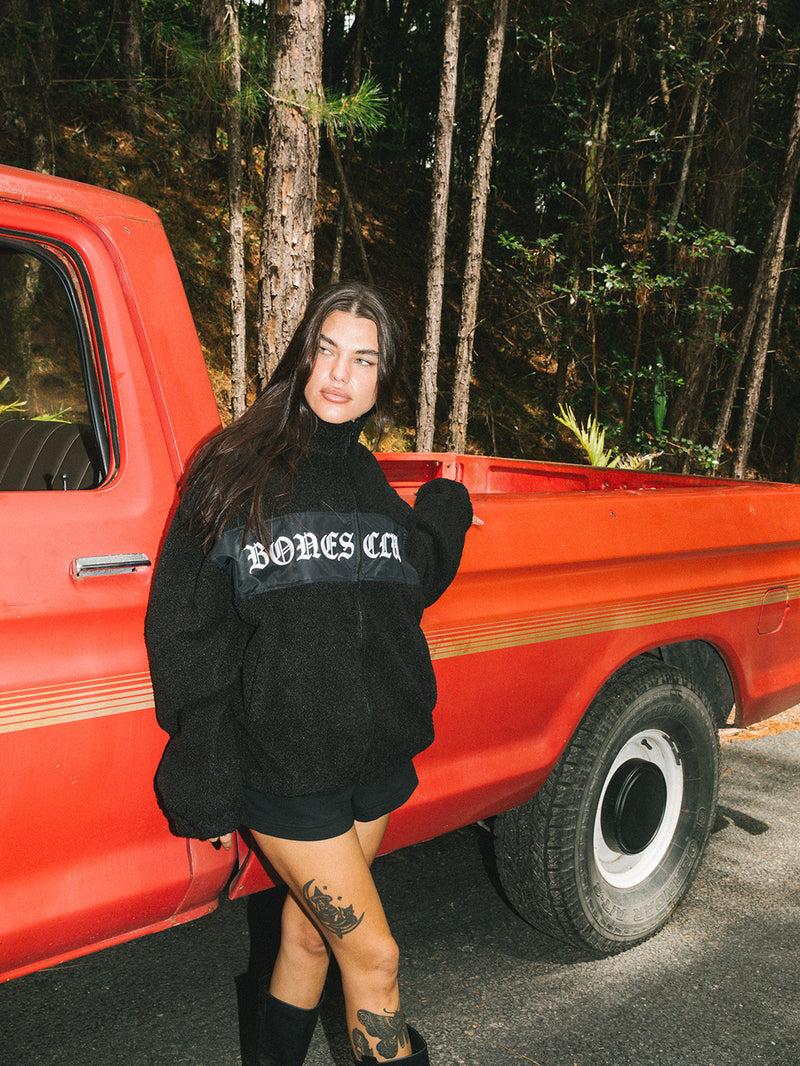 Bones Club Zip Sherpa - Black
