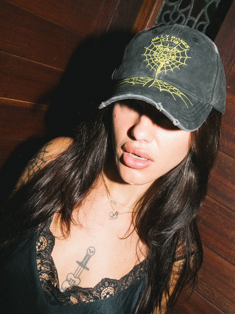 Caught In My Web Dad Cap - Washed Black