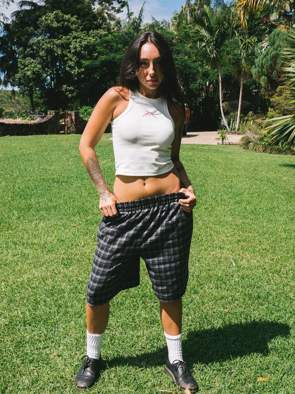 Bones Plaid Shorts - Black/White