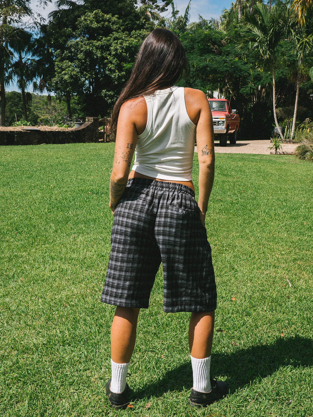 Bones Plaid Shorts - Black/White