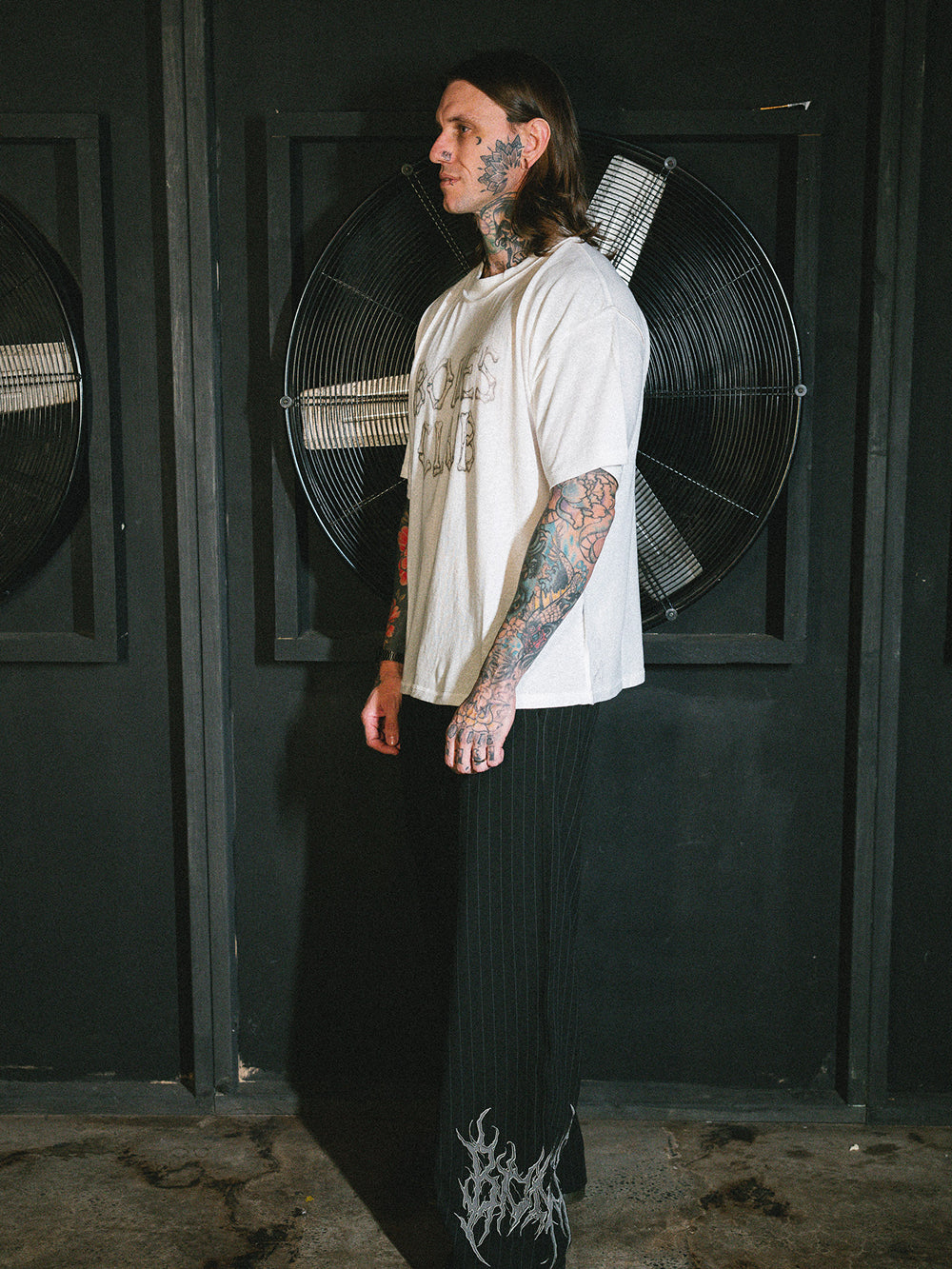 Rocker Pinstriped Pants - Black
