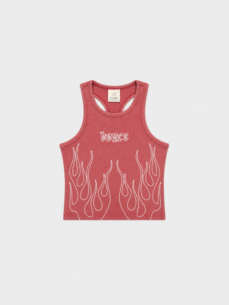 Flamed Rib Crop - Red