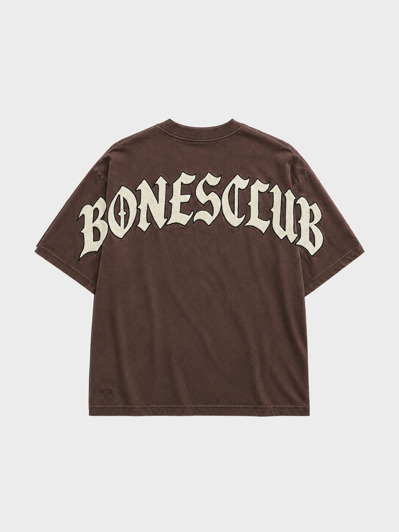 Bones Club Tee - Washed Brown/Cream